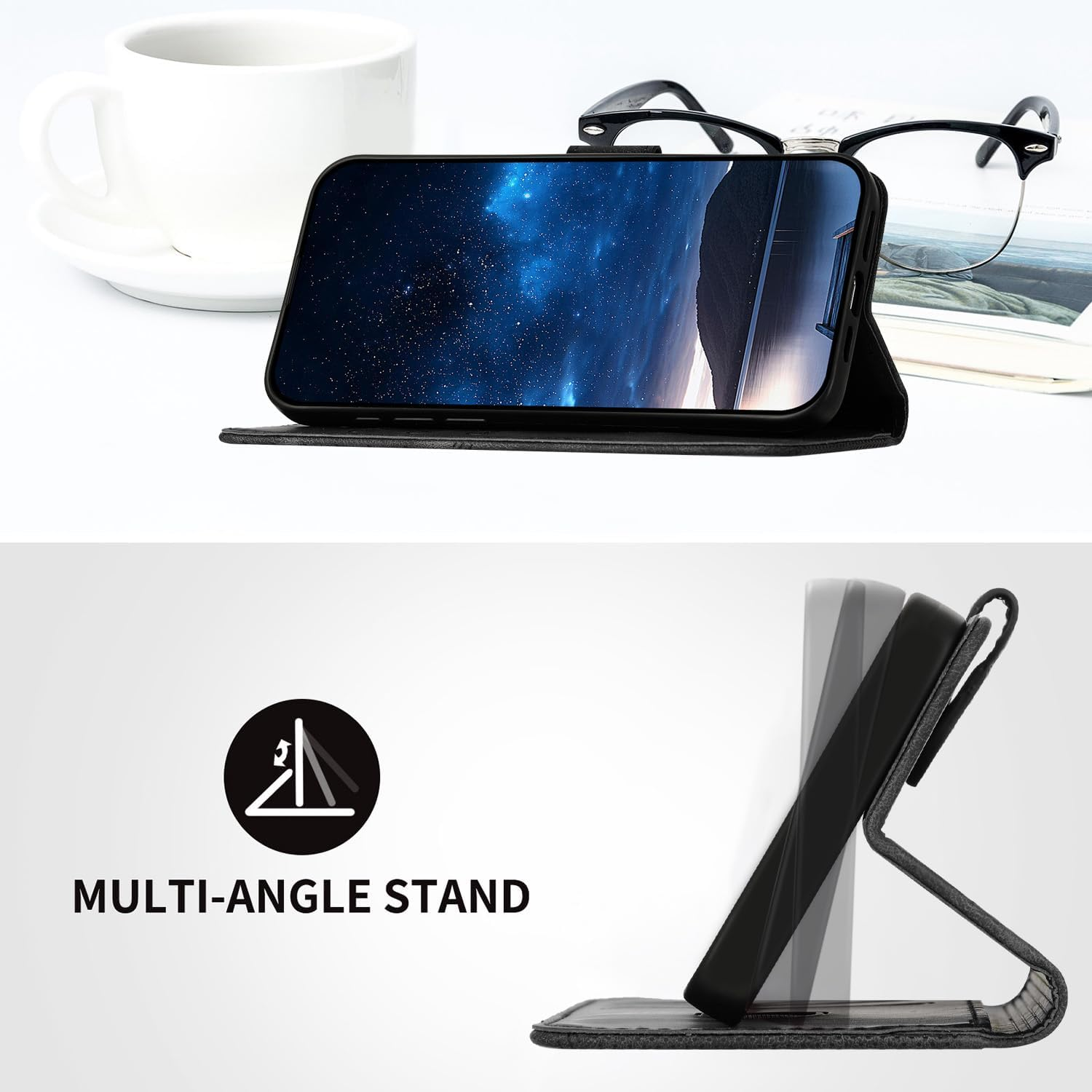 Oduio Mobile Phone Case for Google Pixel 9 Pro/Google Pixel 9 Case Flip Case Premium Leather Wallet [Card Slots] Foldable Flip Protective Wallet Case [Magnetic Closure] [Stand Function] - Black