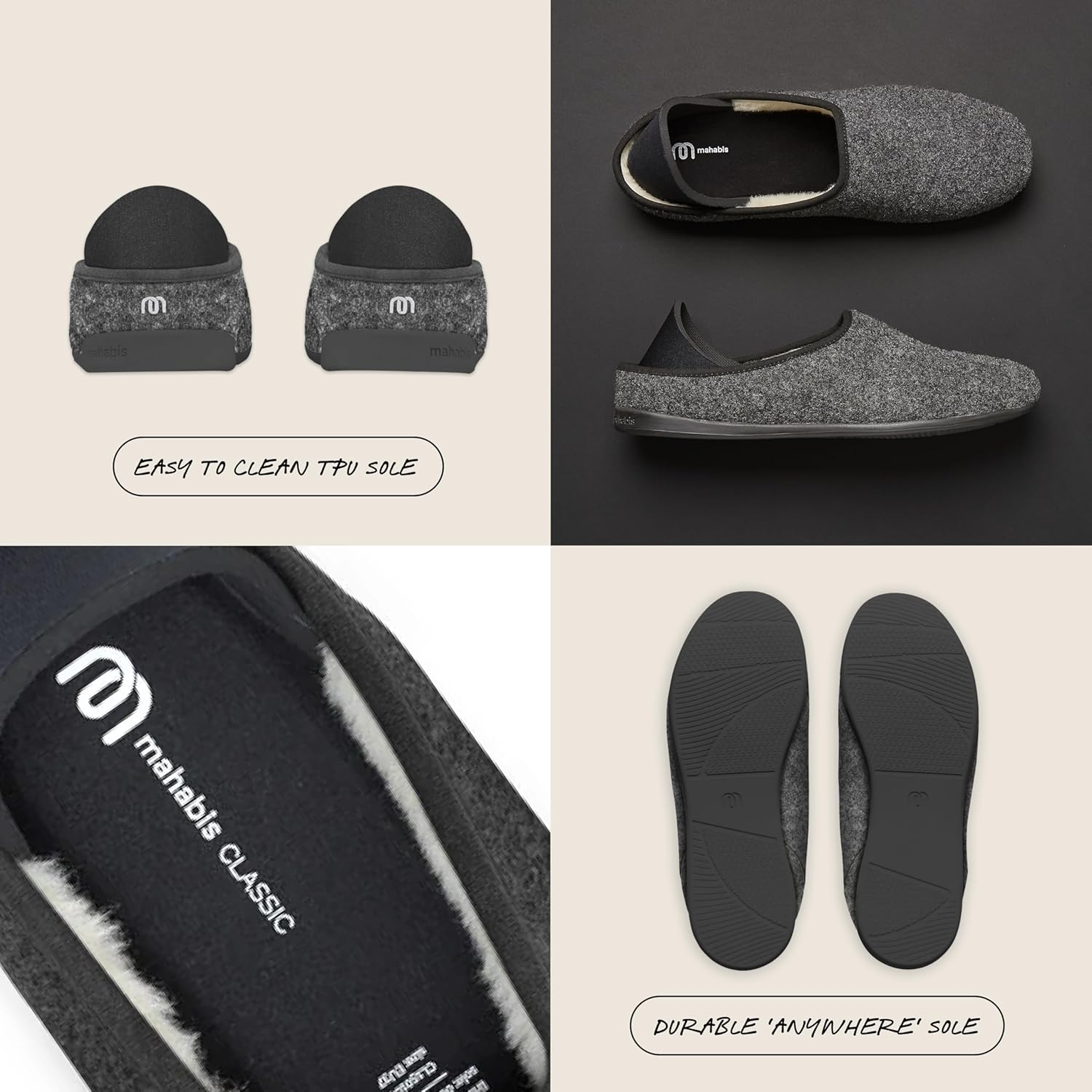 Mahabis | Unisex Slippers | Classic Collection | Premium Comfort with Refined Design & Support | Supreme Wearability & Heat Controlled | 100% Wool Lining image number 2