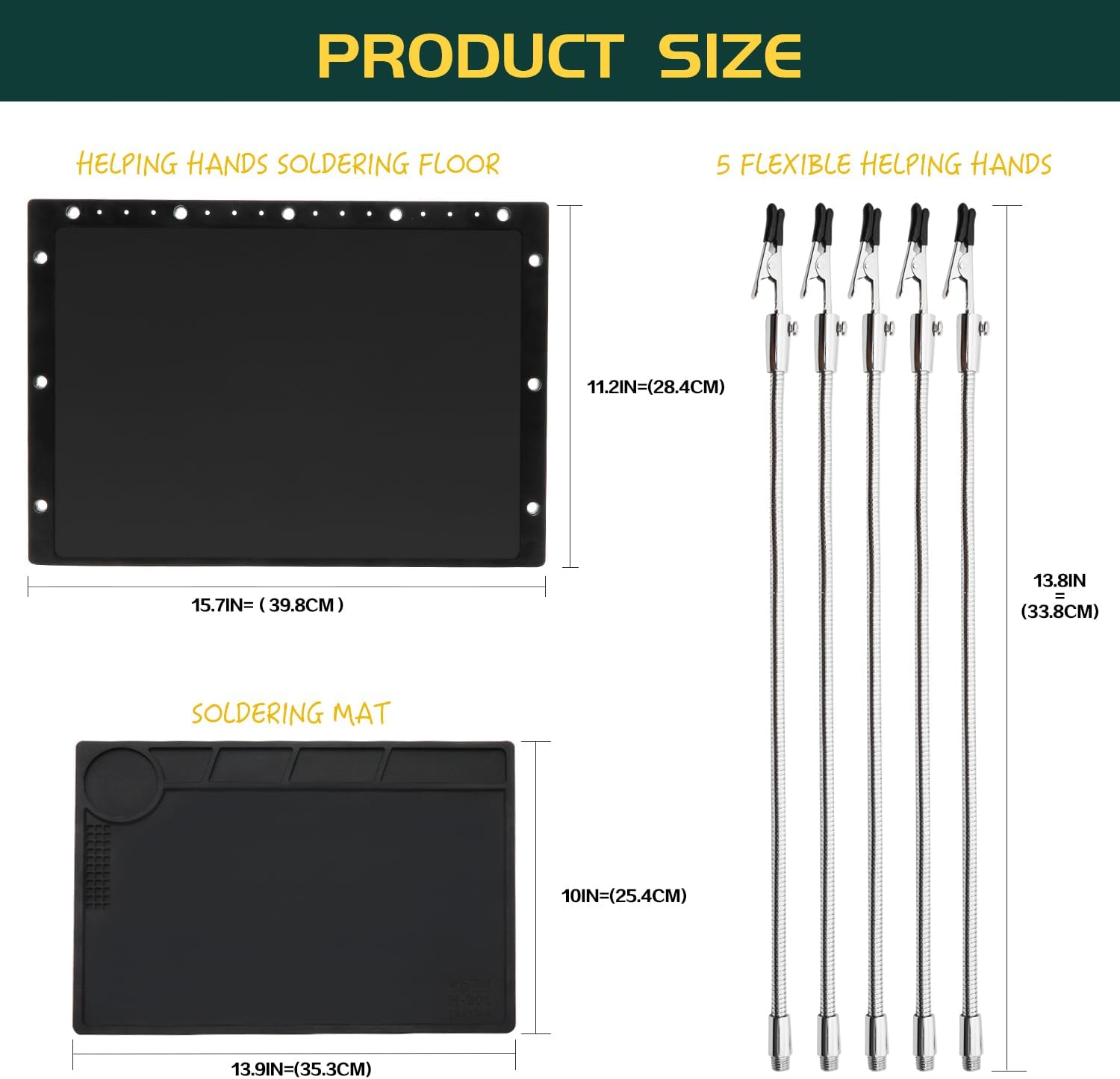 Kaisi Soldering Station Helping Hands with Soldering Mat, 5 Flexible Arms Third Hand Tool Heat-Resistant Silicone Solder Mat Base Soldering Kit Helping Hands for Soldering Repair Hobby Crafts Jewelry image number 1