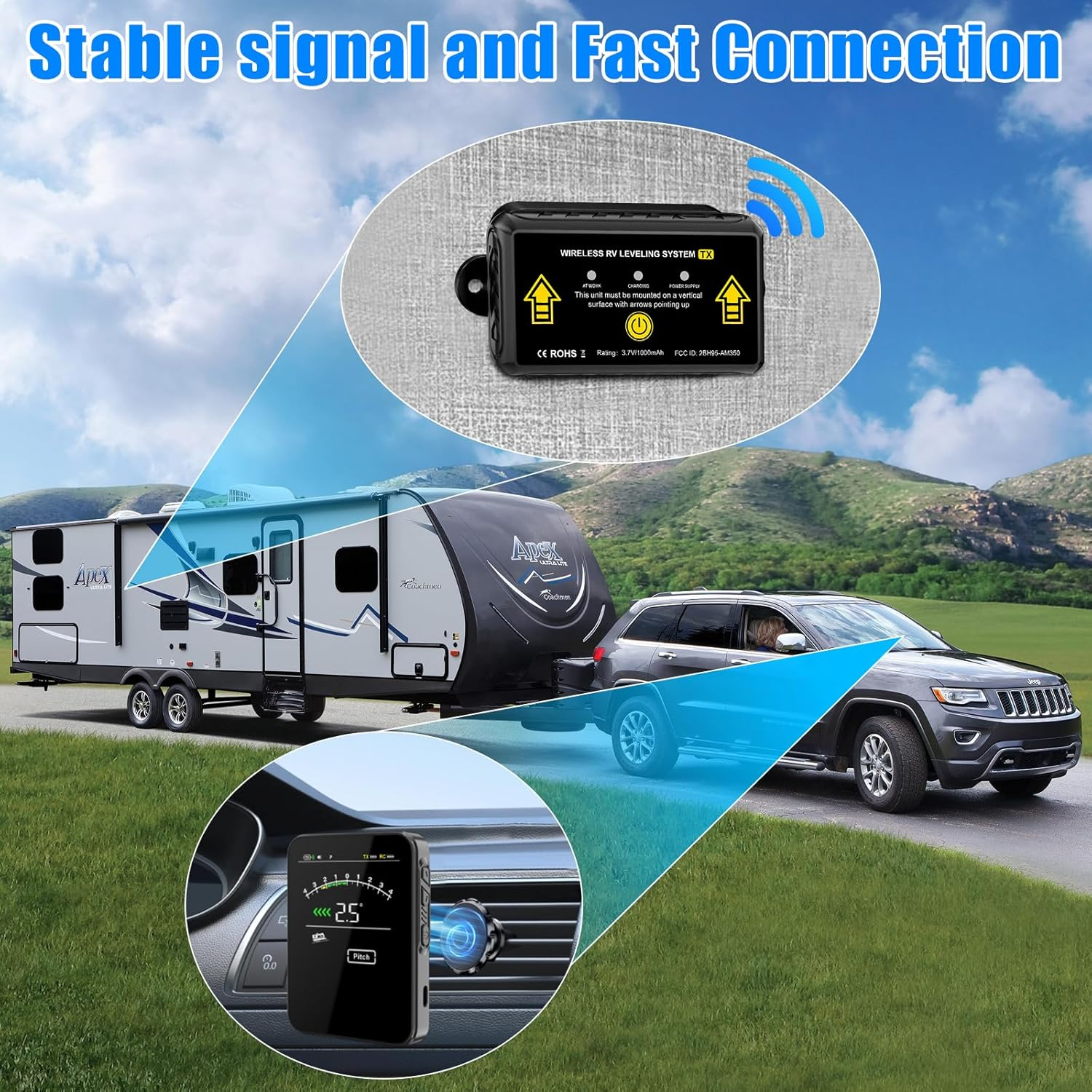 OBEST Wireless RV Leveling System,Electronic Camper Leveler,Automatic Trailer Level Indicates Smart Wireless Leveler for Travel Trailer Level Accessories,Camper Must Haves, No Phone Required image number 5