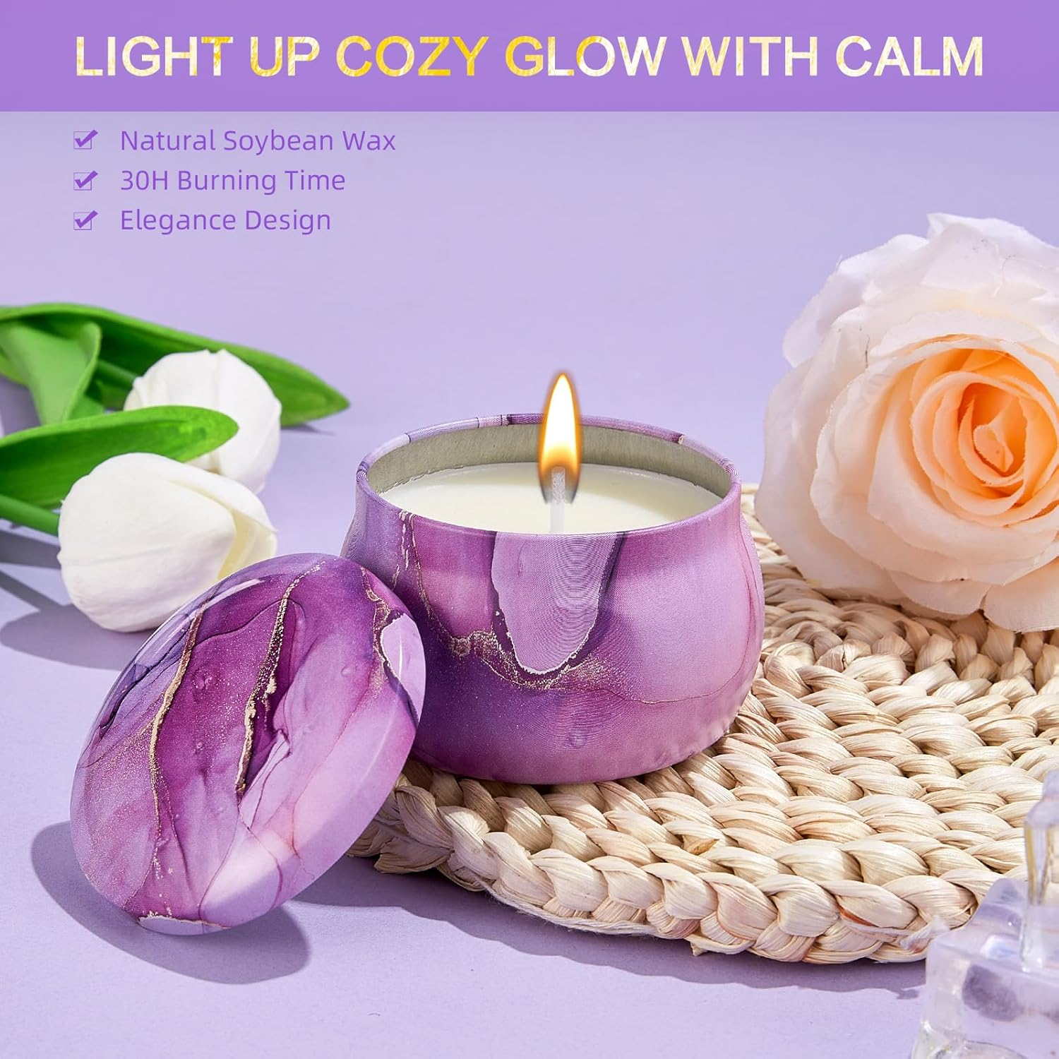 Luxury Lavender Birthday Gifts for Women &ndash; Purple Self Care Spa Gift Basket with Flannel Blanket &ndash; Relaxing Get Well Soon Gifts Set for Mom, Wife, Sister, Friend image number 3