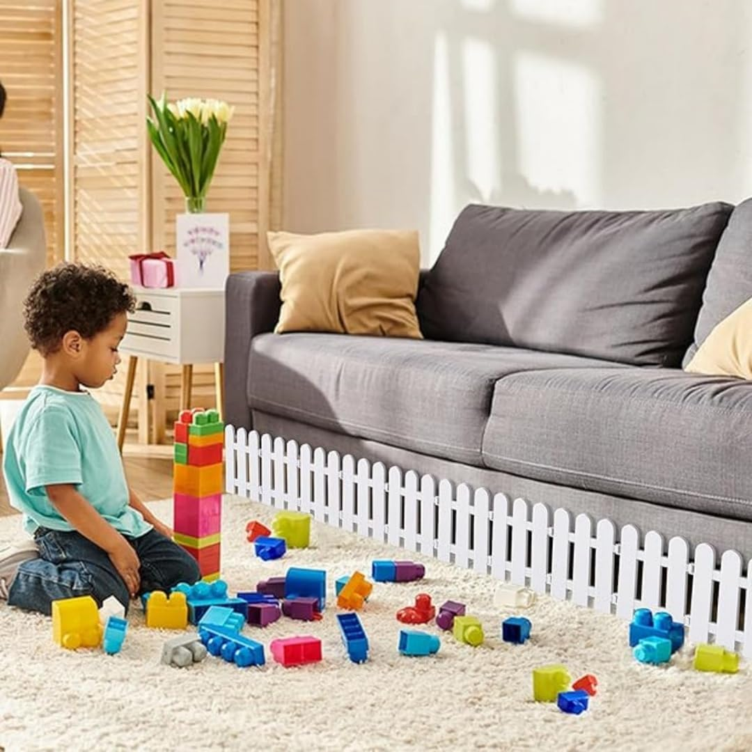 Under Couch Blocker for Toys 30 Pack, under Bed Guards for Pets Plastic Stopper, Spliced Barrier to Block Cats and Dogs for Furniture Sofa (White Plastic with 20Pcs Cable Ties) image number 4