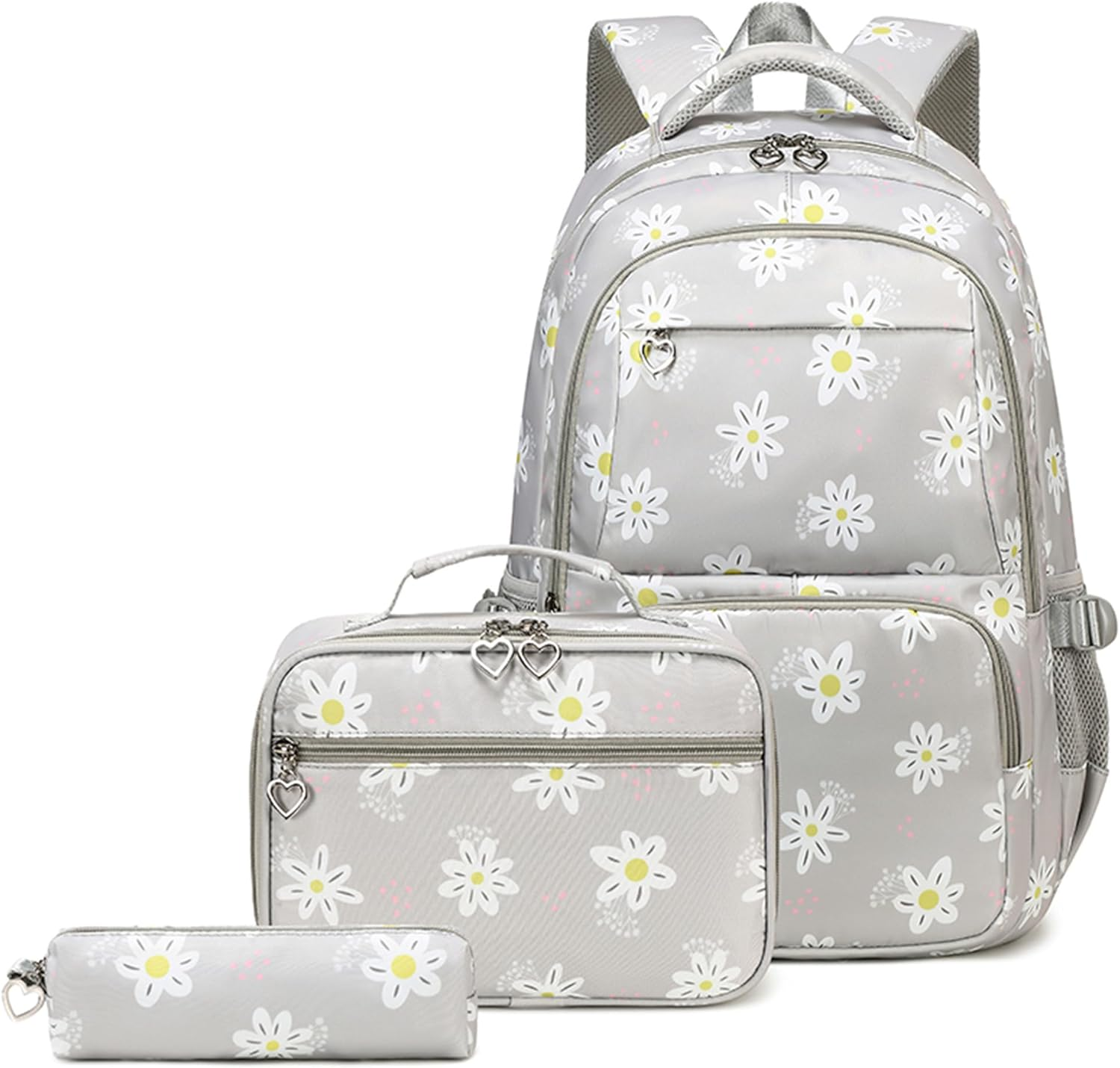 ZHANAO Flower Girls Backpack Set for Middle School Students School Bag for Girls Bag with Lunch Box 3Pcs Bookbag Set