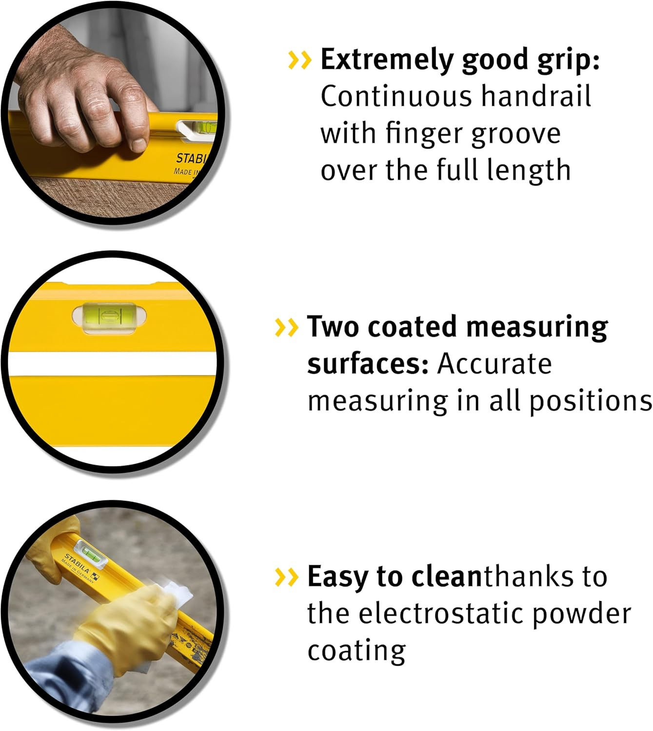 Stabila 18371 R-TYPE 60Cm Spirit Level, Yellow/Black image number 3