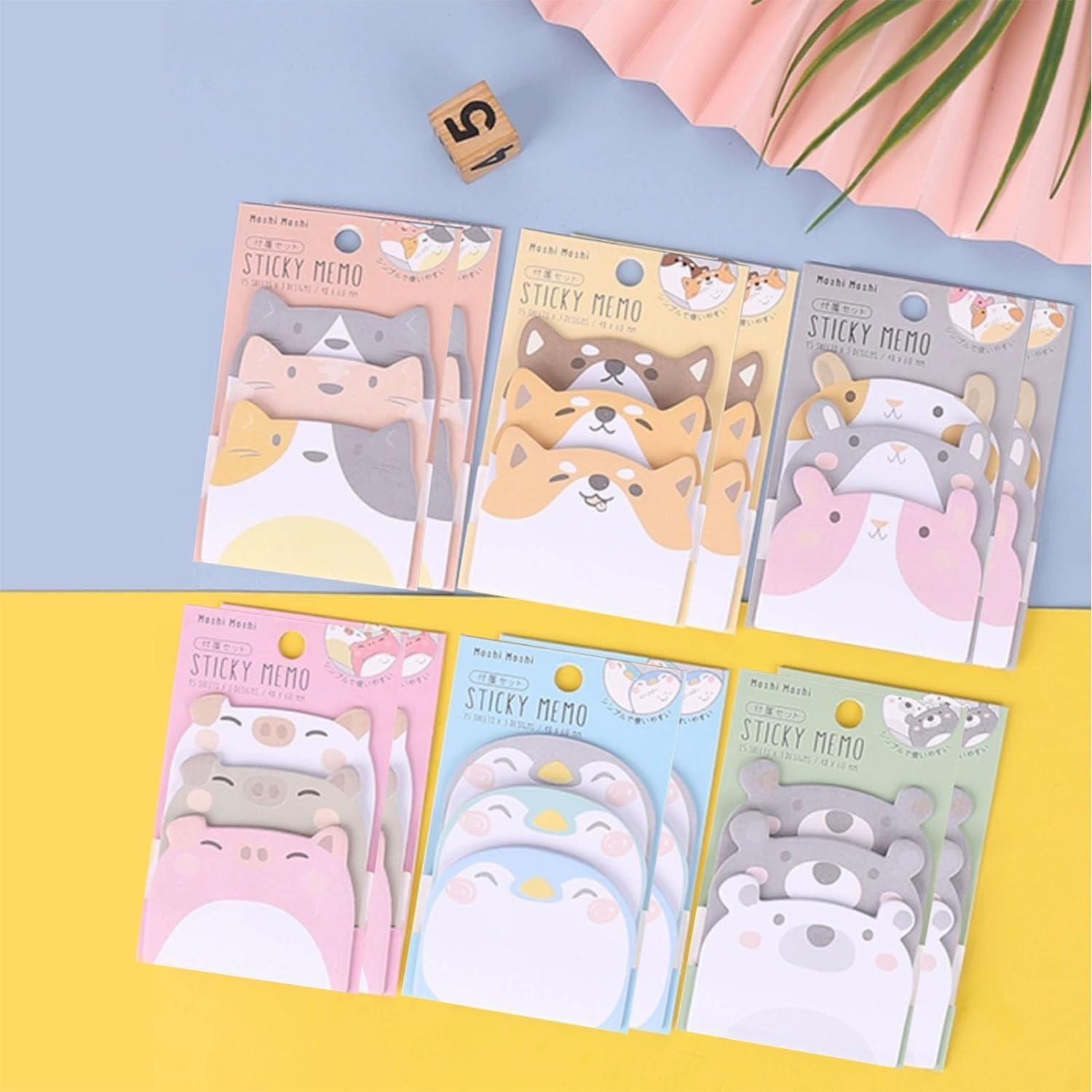 Betterjonny 12 Packs Cute Cartoon Sticky Notes, Self-Stick Memo Pad, Funny Stationary Supplies, Kawaii Tab Supplies for Students, Home Office Gifts image number 4