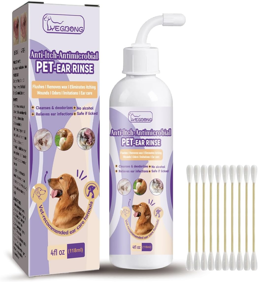 Ellisalano Pet Ear Mite, Anti-Itch and Deodorizing Ear Cleaner, Remove Tear Stains Eye Wash- Universal for Dogs and Cats (30ML)