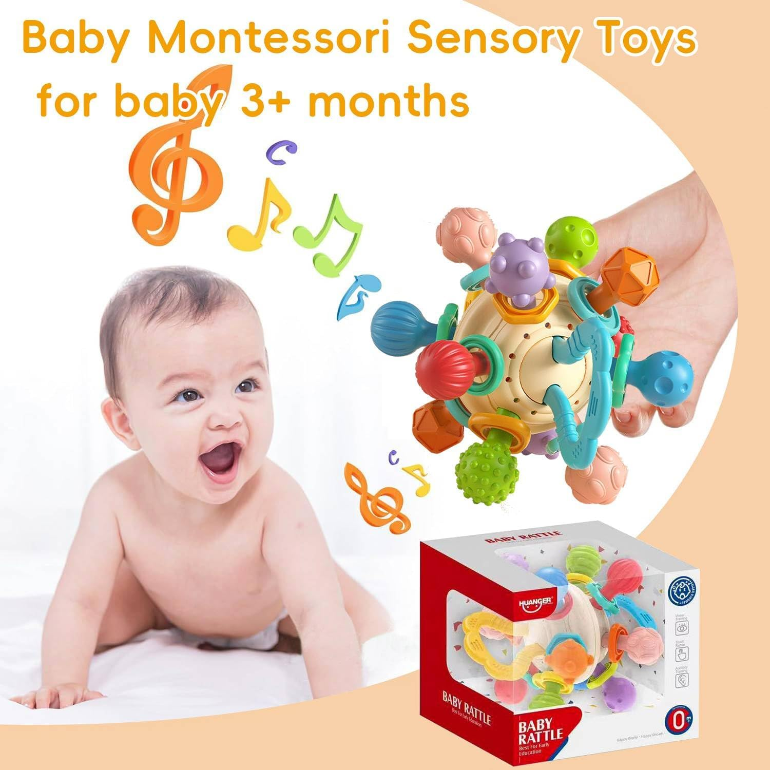 Baby Teether for Teething Relief - Baby Teething Toys, Get a Grip Chew Rattle Toys for 0 3 6 9 12 18 Months, 100% Food-Grade Silicone Teething Toys Gifts for Infant Newborn, Bpa-Free, Pvc-Free image number 5