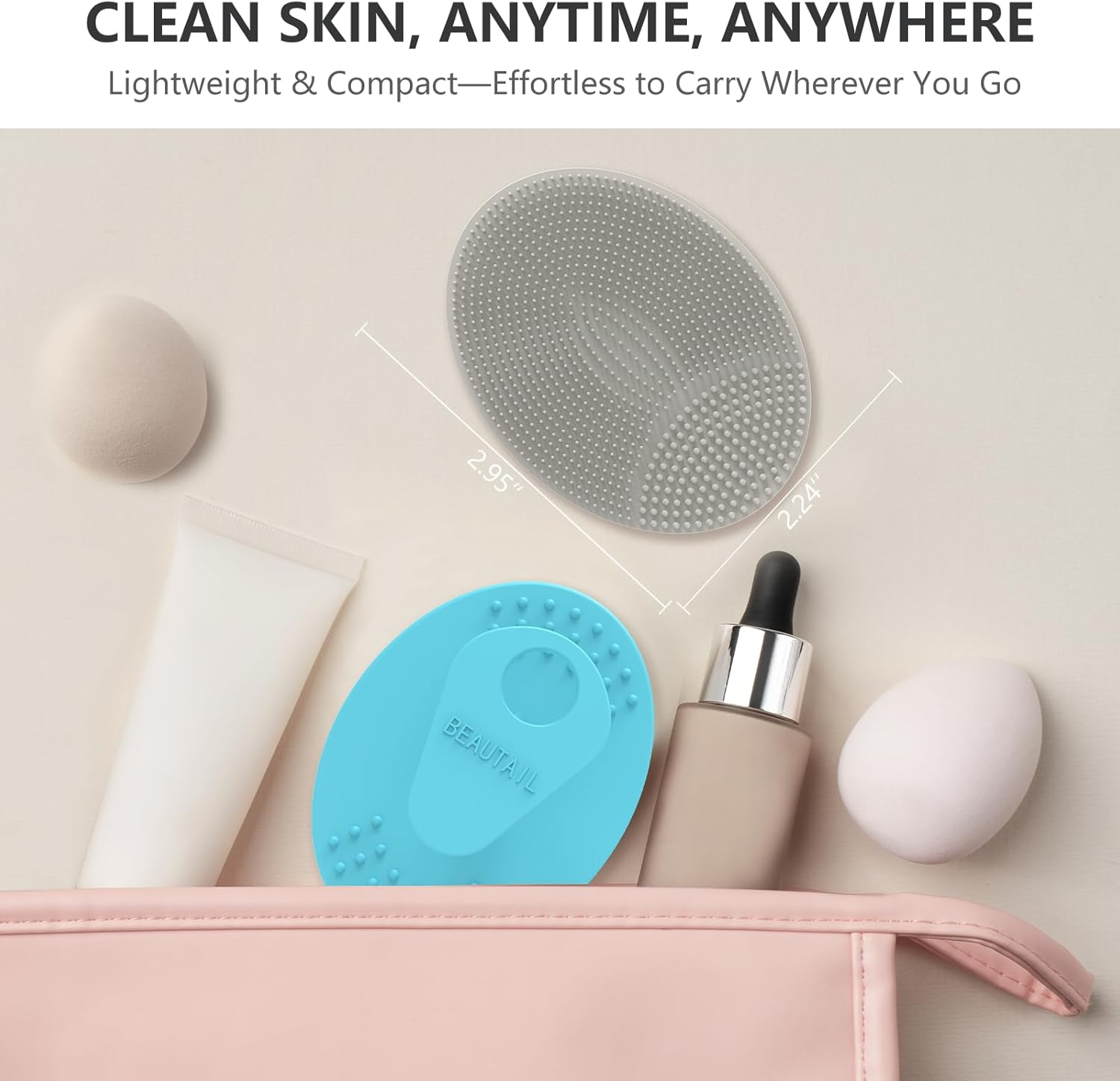 Face Scrubber 4 Pack, BEAUTAIL Silicone Manual Facial Cleansing Brush for Men Women, Gentle Face Scrubber Exfoliator, Skin Care Exfoliating Face Brush, Black+Starlight+Pink+Blue image number 6