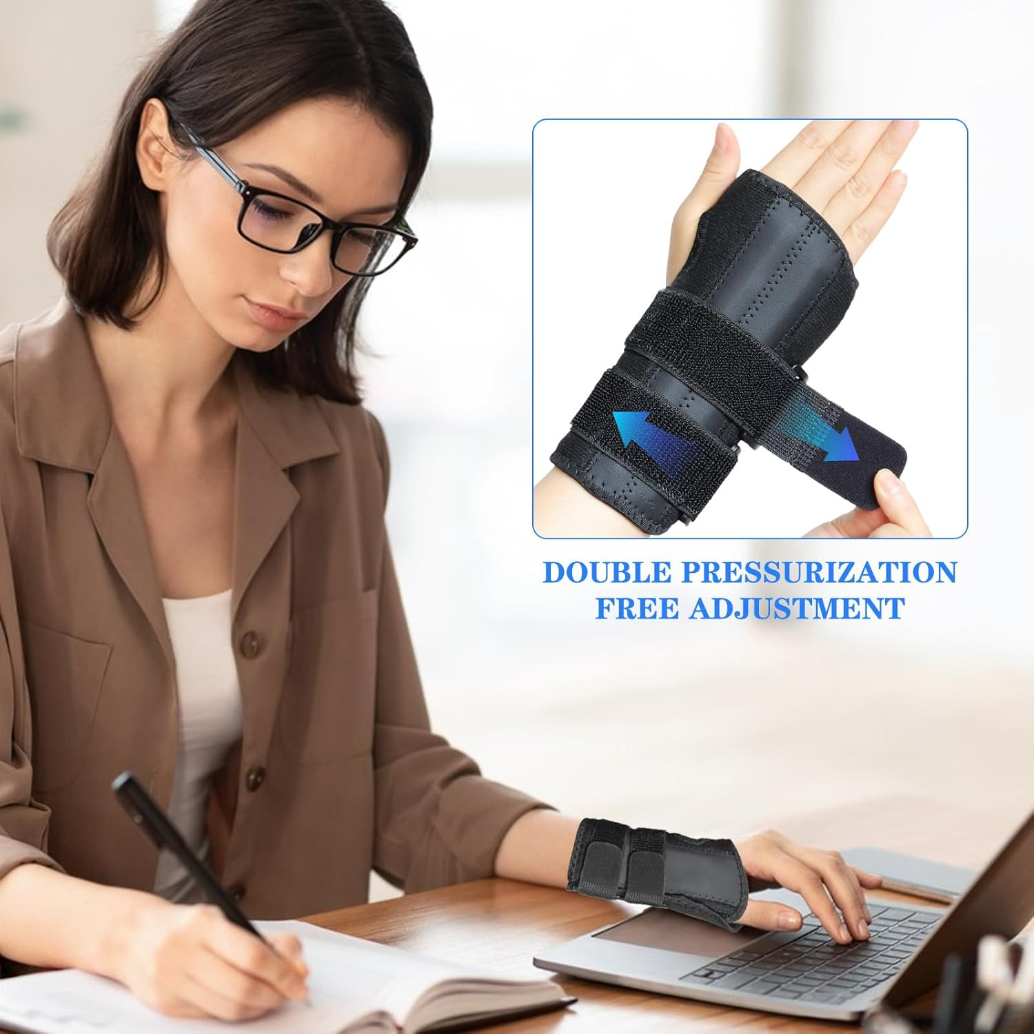 Carpal Tunnel Wrist Brace Night Support with Splints Right Hand, Hand Brace for Carpal Tunnel Syndrome, Arthritis, Tendonitis, Wrist Pain Relief, Wrist Immobilizer with Adjustable Straps and Breathable Material for Women and Men