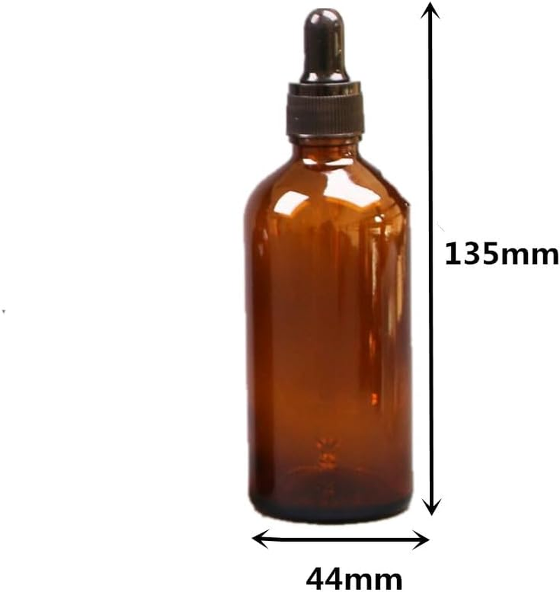 Dropper Bottle,6 Pack 100 ML Amber Glass Bottles with Graduated Glass Eye Droppers for Essential Oils, Perfume, Leak Proof Travel Bottles for Liquids image number 3