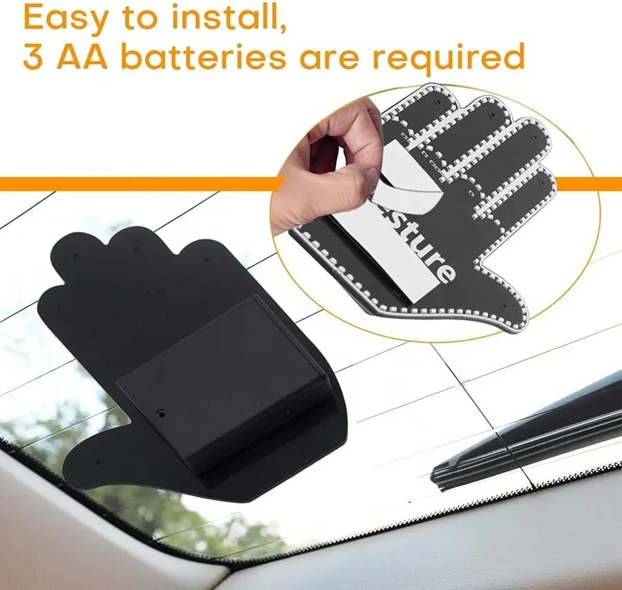 Flareflicker: LED Car Window Hand Gesture Sign for Expressive Communication on the Road - Road Rage Gifts, Middle Finger, Cool Car Gadgets, Car Accessories, Car Light, Flip off Sign, Tailgater Hand image number 3
