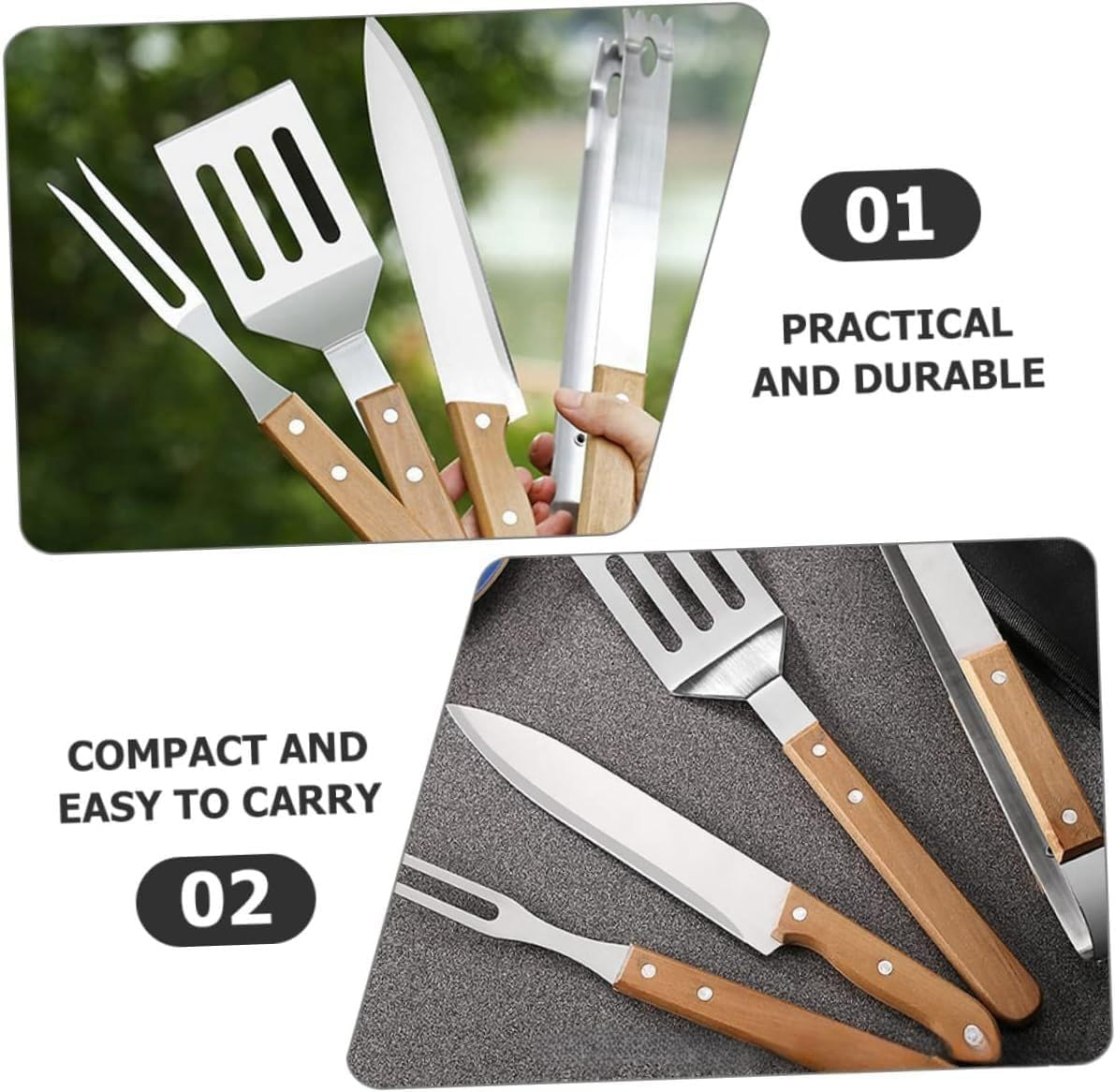 Multifunctional 17-Piece BBQ Grill Tool Set with Carry Bag, Stainless Steel Spatula Kit for Outdoor Grilling, Camping, Picnic and Party, Cooking and Kitchen