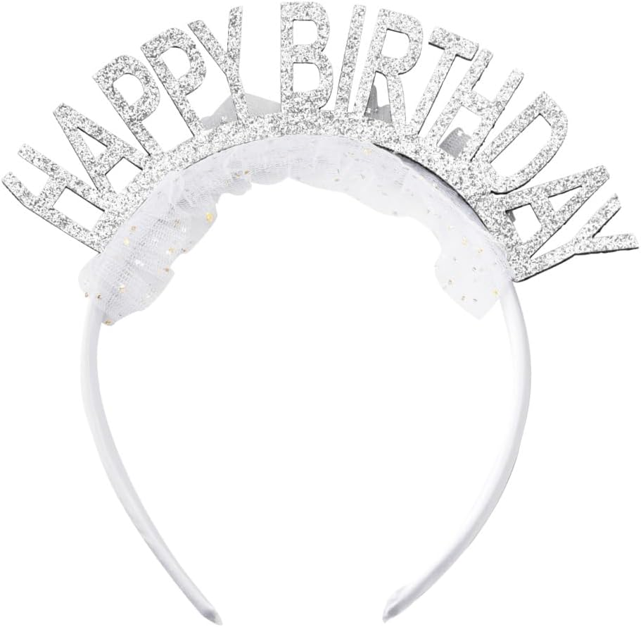 Happy Birthday Crown Headband Birthday Tiara Birthday Party Headbands for Women Girls Happy Birthday Headband Hair Band Birthday Crowns Hair Accessories for Women Birthday Presents for Daughter Sister