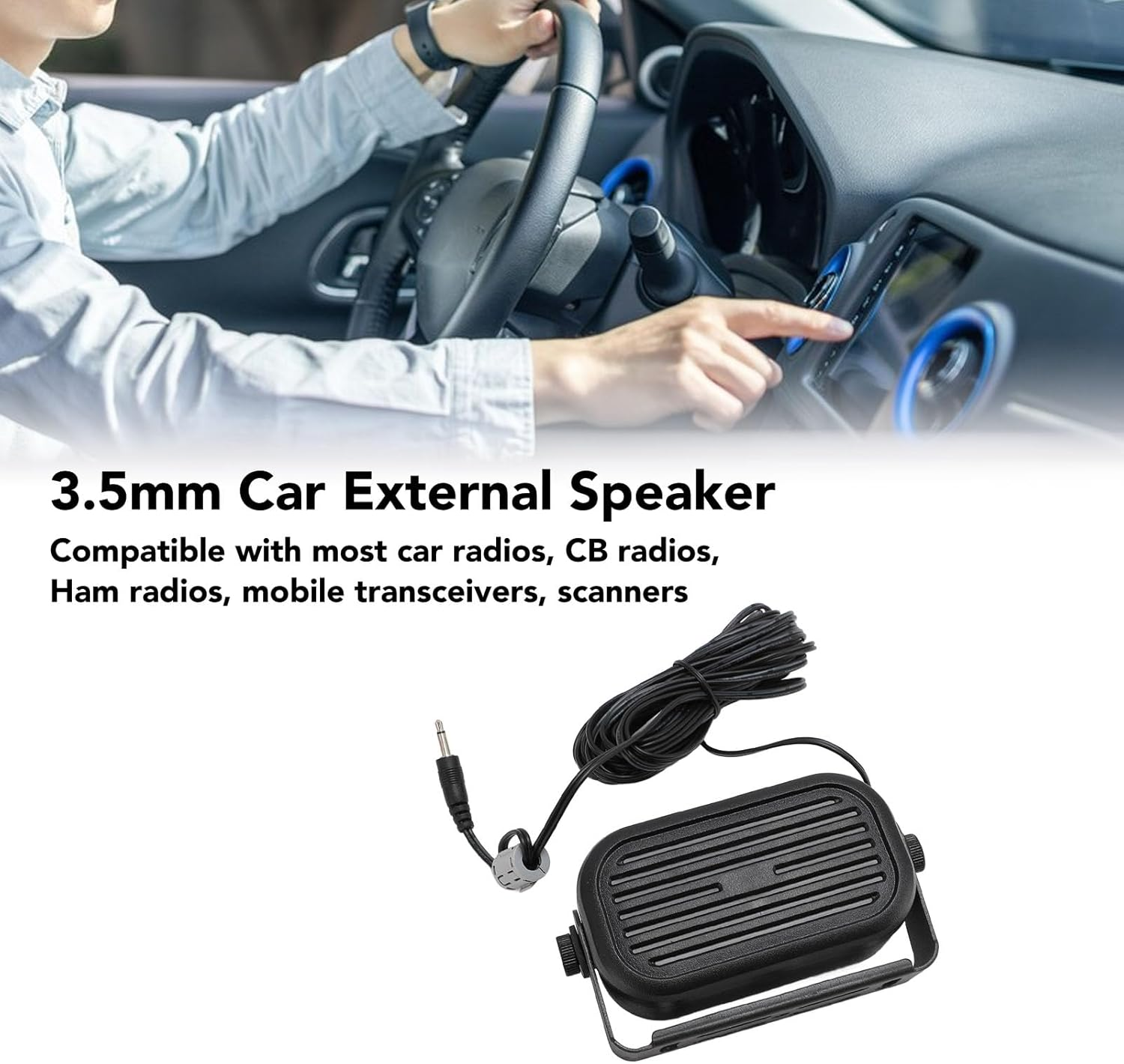 3.5Mm Car External Speaker,Loud and Clear Sound Mini External Speaker,Long Cable Car,For Cbham Scanners Mobile Transceiver image number 1