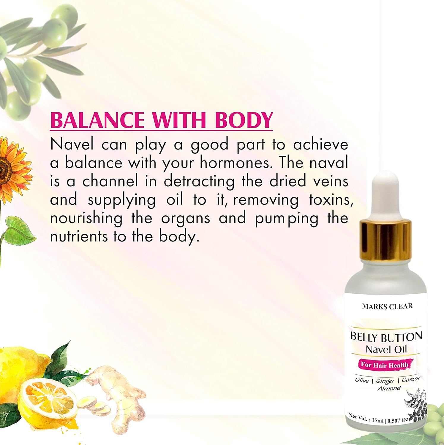 Zenvista Belly Navel Nabhi Oil Hair Growth Support Oil - Hair Fall, Dandruff Control -Nourishing & Cleansing Scalp Hair Care Oil, with Fenugreek, Ginger, Almond & Castor Oil- 15Ml image number 2