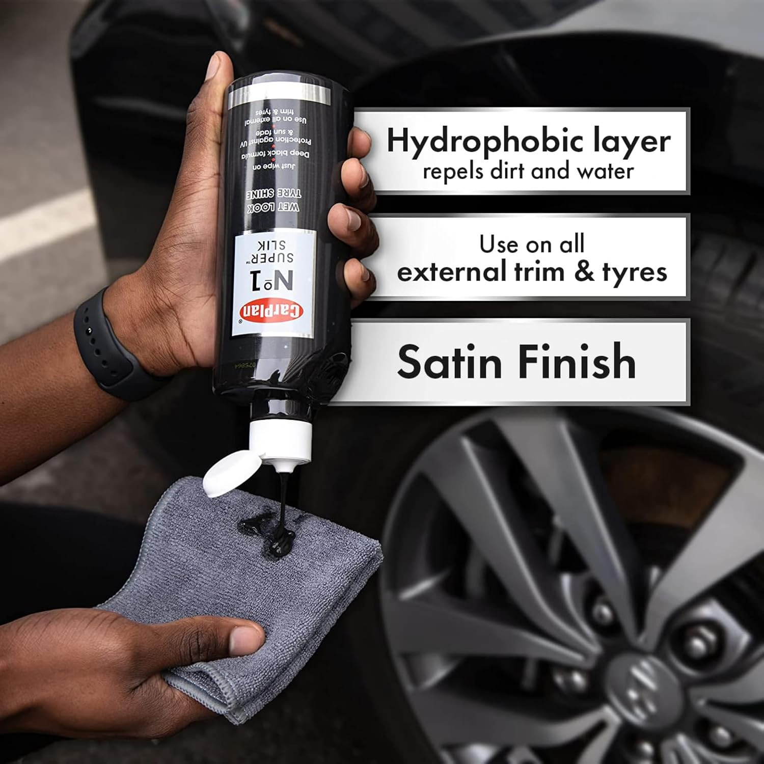 Carplan No.1 Super Slik Wet Look Car Tyre Shine, 600 Ml image number 3