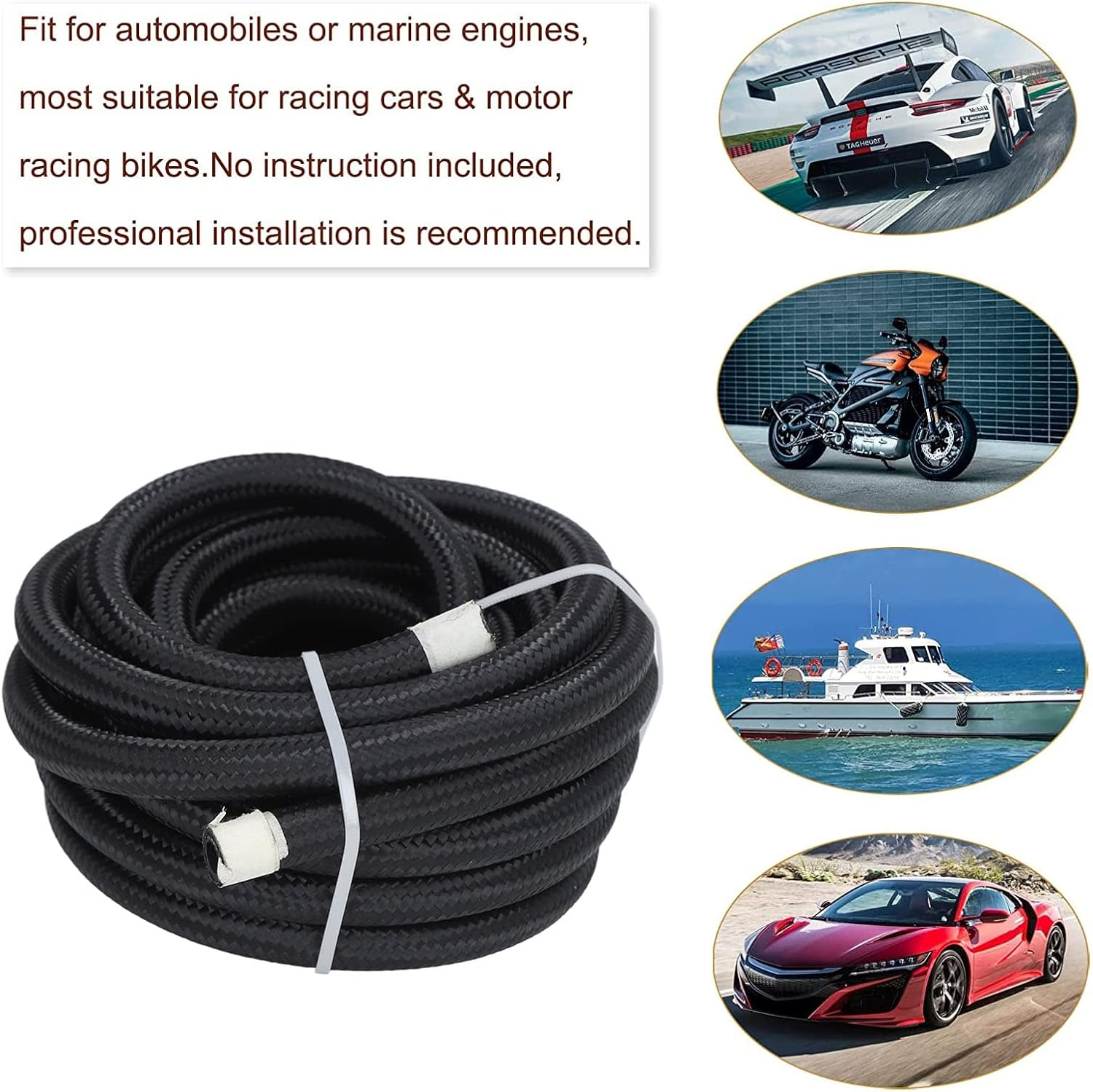 6AN 20Ft Fuel Line Hose Kit Aluminum Black Anodized 500 Psi Universal Fuel Line with 10PCS Swivel Fuel Hose Fitting Adapter Kit for Car Ship image number 3