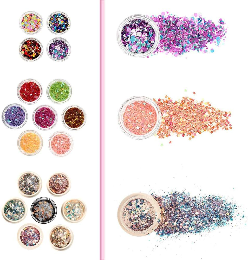 31 Boxes Holographic Nail Sequins Colorful Sticker Nails Art Glitters Flakes Stickers for Christmas Decoration image number 1