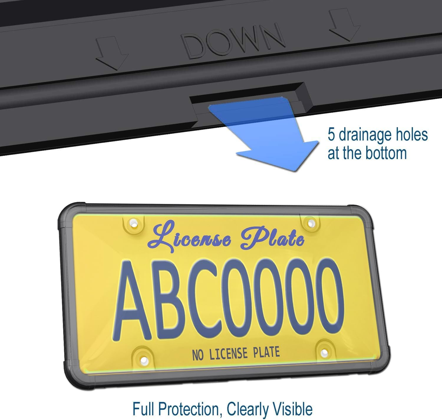 Car License Plates Shield - Clear Bubble Novelty Plate Cover with Silicone License Plate Frame to Fit Any US Plates, Unbreakable Frame Cover to Protect Front, Back License Plate Included Screws,Caps