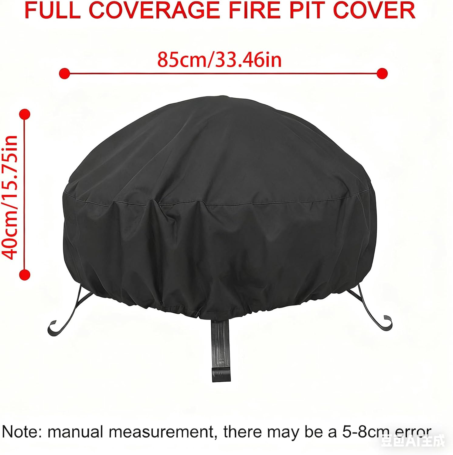 Outdoor Fire Pit Cover,Oxford Fabric Dust-Proof - Waterproof round Fire Pit Protector Cover,For Rain Sunlight Leaves Debris Grilling Barbecue Cooking Burning Bonfire - 122&times;46Cm image number 2