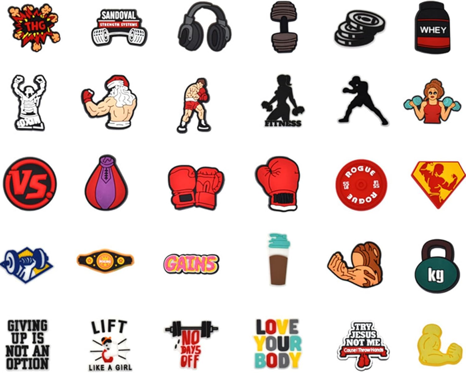 30PCS Gym Shoe Charms for Clog Decoration, Sport Fitness Croc Charms Pin Accessories for Adult Men Women Teens Boys Party Favor image number 1