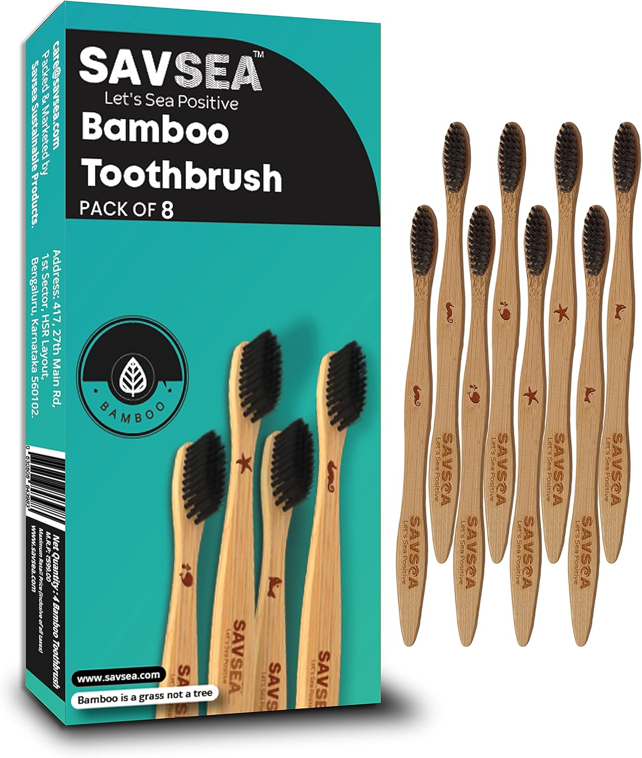 Soft Charcoal Bamboo Toothbrush - 8 Pcs image number 2