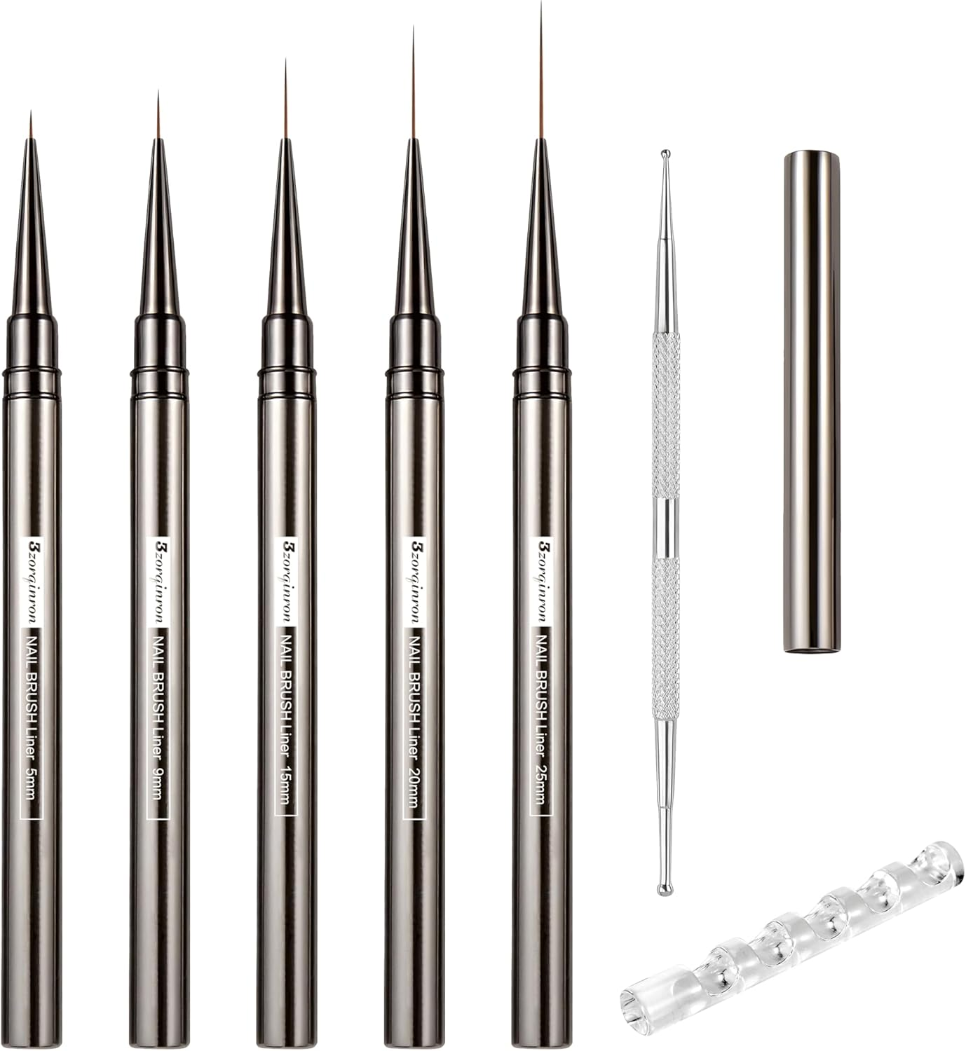 Nail Liner Brush, Fine Line Nail Art Brushes 5/9/15/20/25Mm Thin Line Nail Brushes Detail Drawing, Liner Brush for Nails Gel