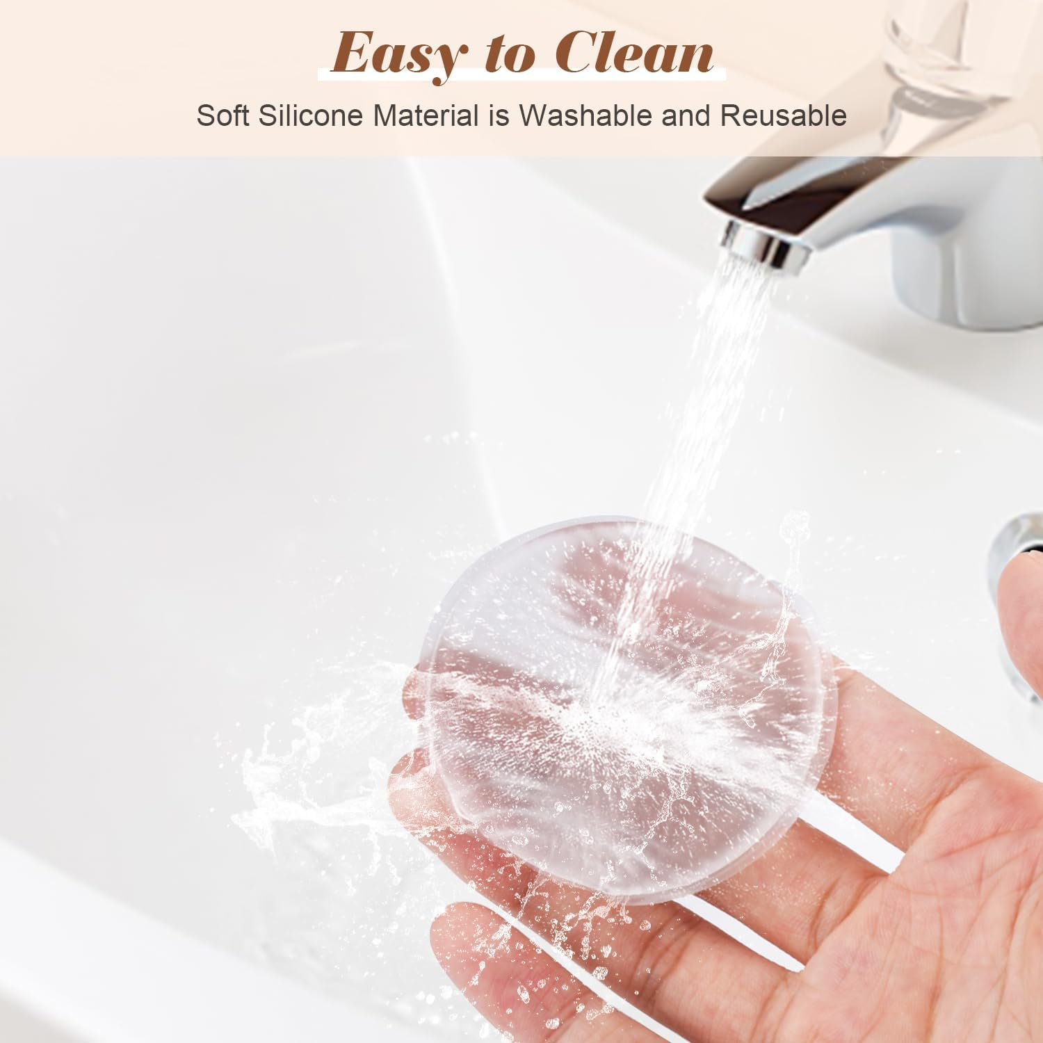 BOSMIOW 8Pcs Clear round Silicone Powder Puffs,Washable Makeup Puff with Silk Handle,Cosmetic Applicator for Liquid Foundation,Cream,Concealer,Blush,Cosmetic Beauty Tools Blender