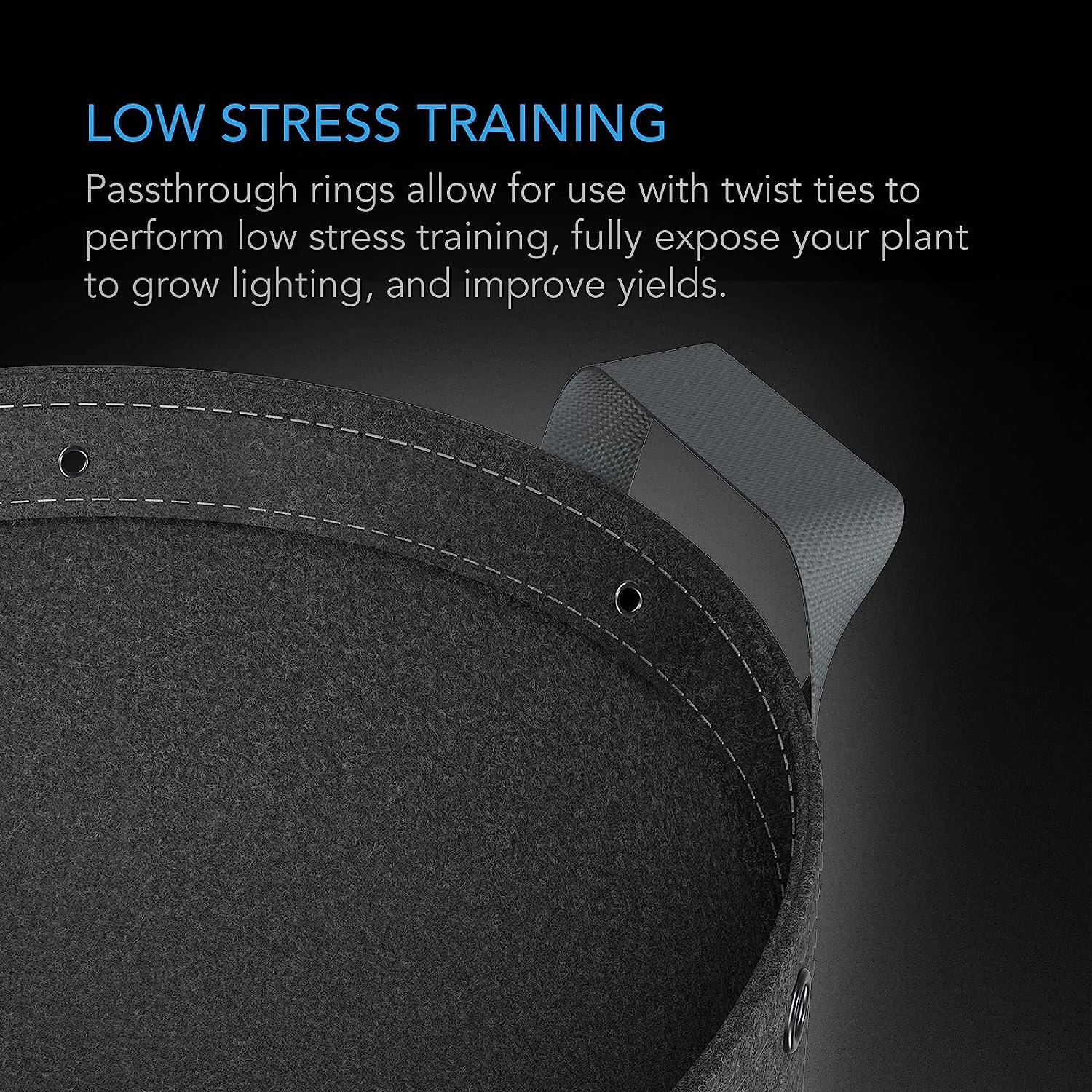 AC Infinity Heavy Duty Fabric Pots, 3 Gallon Aeration Reusable Grow Bags 5-Pack with 500G Thick Nonwoven Fabric and Multi-Purpose Rings, for Low Stress Plant Training Fruits, Vegetables, and Flowers image number 6