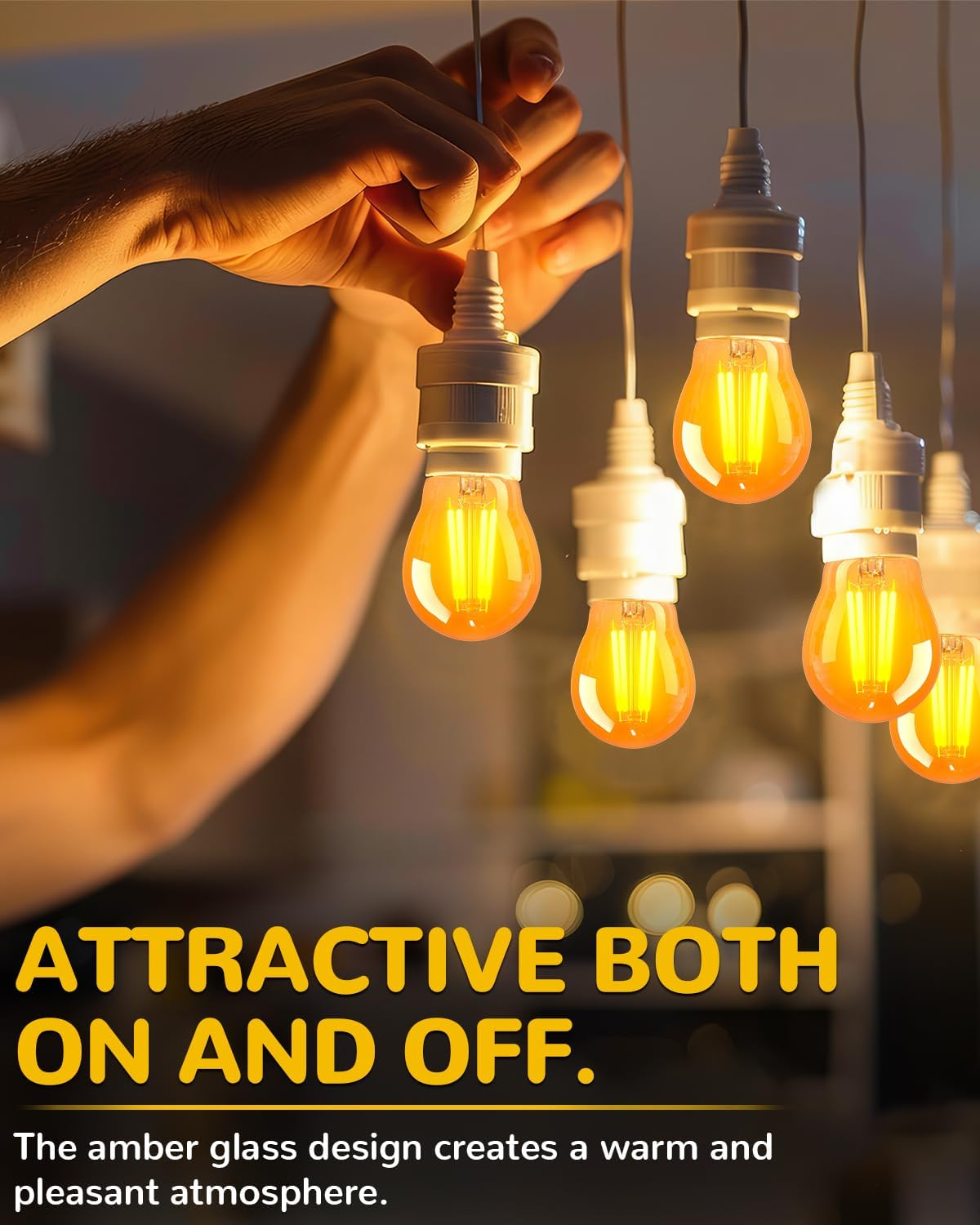 Tobebright 2.5W E27 LED Screw in Light Bulb, Warm White, G45 Golf Ball Edison Vintage, Amber Glass, Equivalent 20-25W, Non-Dimmable, 3-Pack