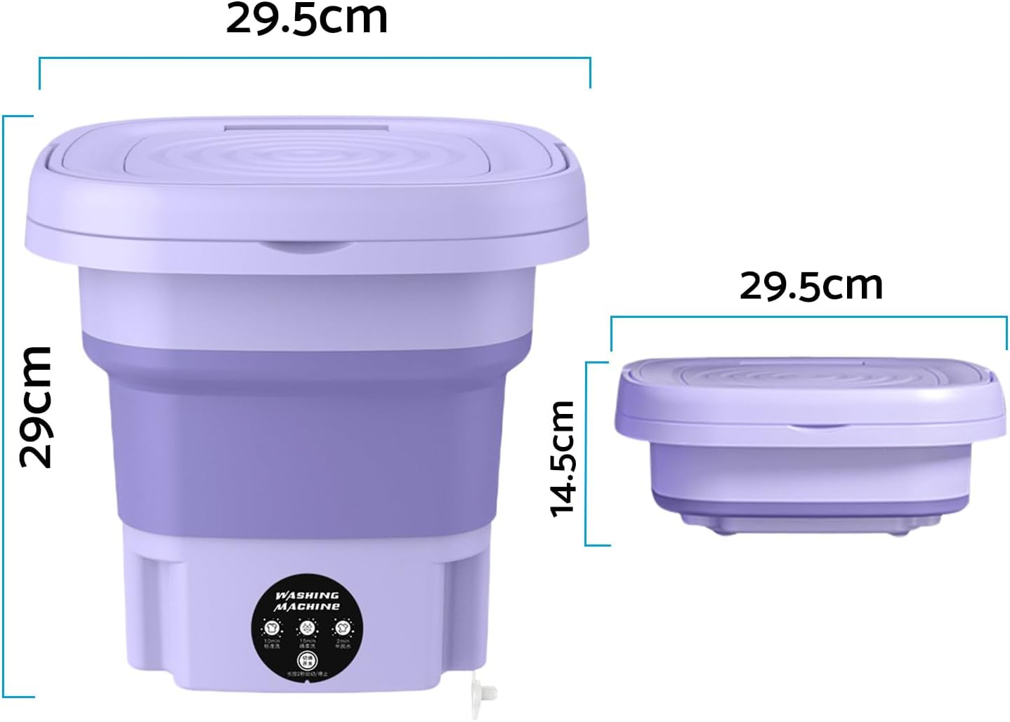 MAX COOL 8L Foldable Washing Machine Portable Mini Washing Machine 3 Modes Deep Cleaning Perfect for Office, Camping, Traveling image number 2