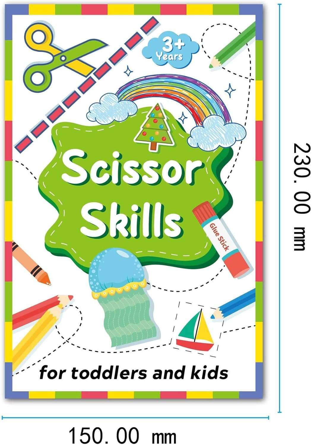 EUV Toddler Scissor Skills Activity Book for Kids a Cutting Practice Preschool Workbook Safety Scissors,Learn to Cut Lines, Shapes, Fruits, Animals,Birthday Gifts for Boys & Girls image number 3