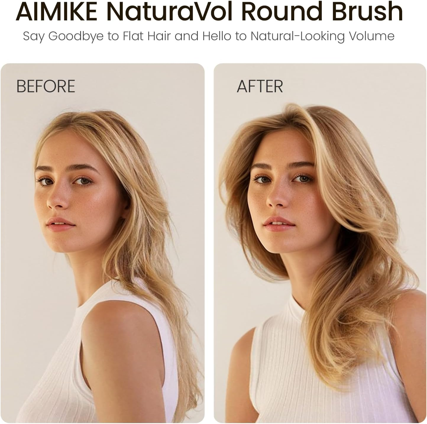 AIMIKE round Brush for Blow Out, Naturavol Medium round Hair Brush for Fine Hair with Nano Thermal Ceramic Tech, for Blow Drying & Styling, Adds Volume & Smoothness (1.7 Inch Barrel, 2.5 Inch Bristle) image number 1
