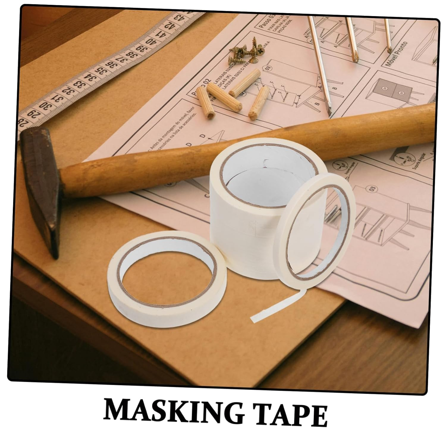 ARTIBETTER 4Rolls DIY Masking Tape of Masking Paper Paint Protection Versatile for Home Office image number 1