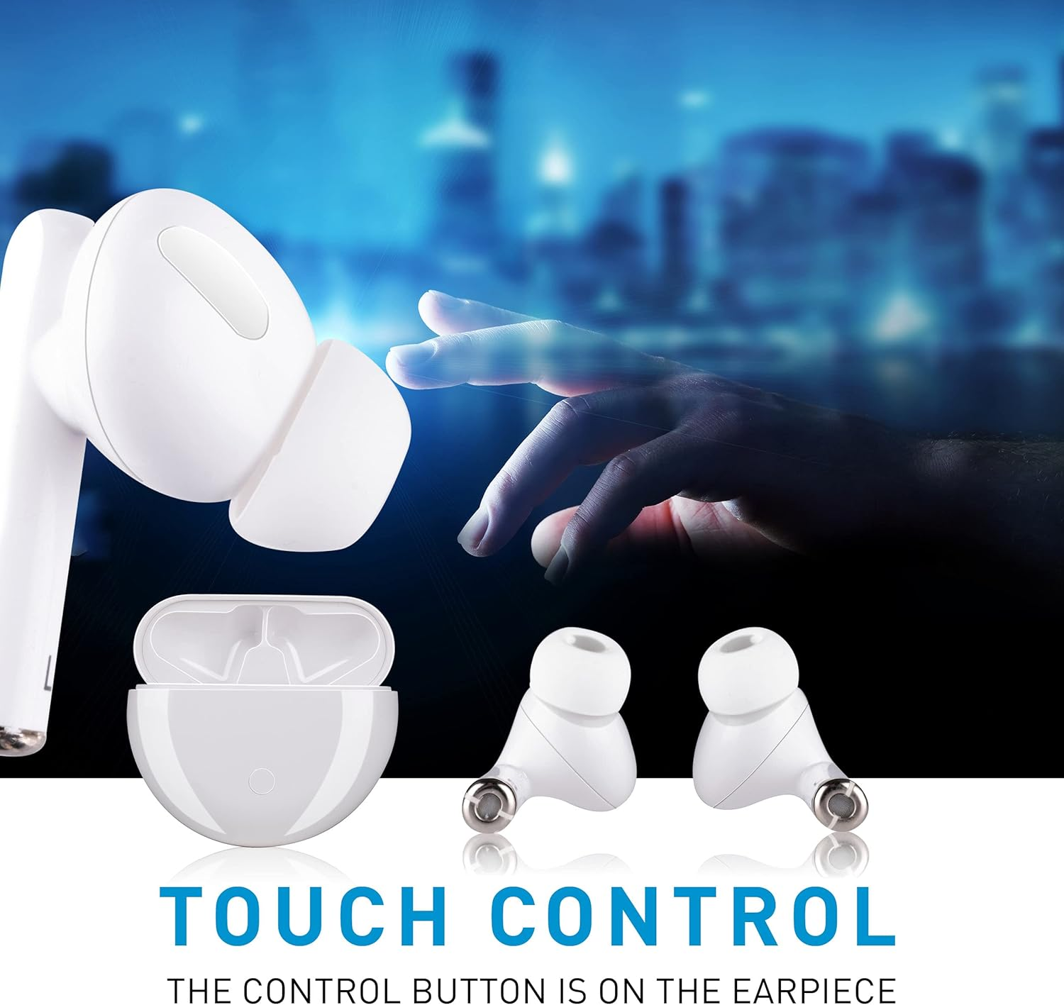 Grundig True Wireless Bluetooth Headphones - 5 Hours Playtime - USB C Charging Function - White image number 5