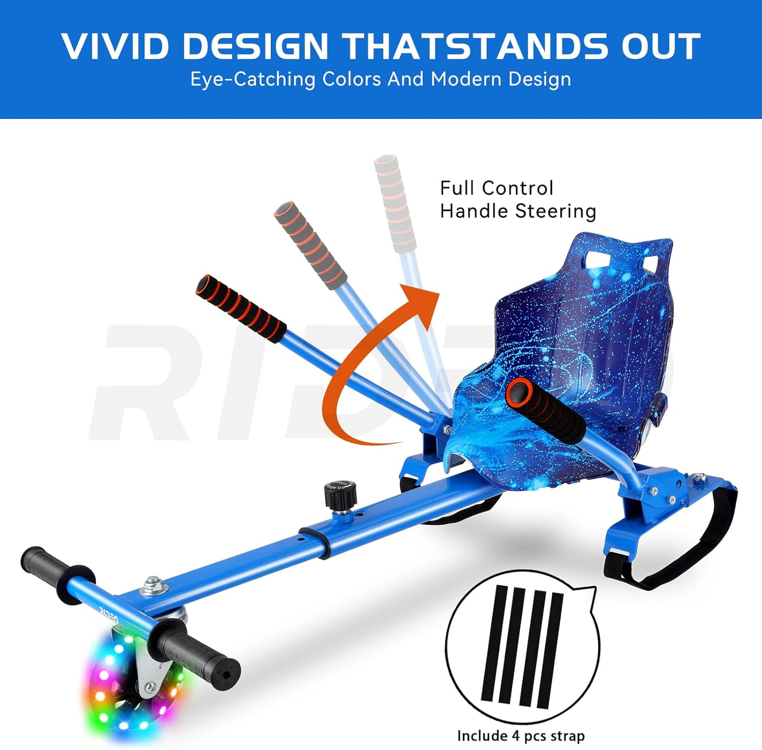 RIDEO Hoverboard Go-Kart Universal Adjustable Hoverboard Attachment A4 (Blue) - Pink image number 2