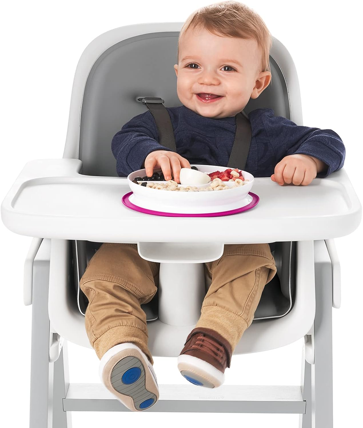 OXO TOT Stick and Stay Suction Divided Plate, Pink, image number 6