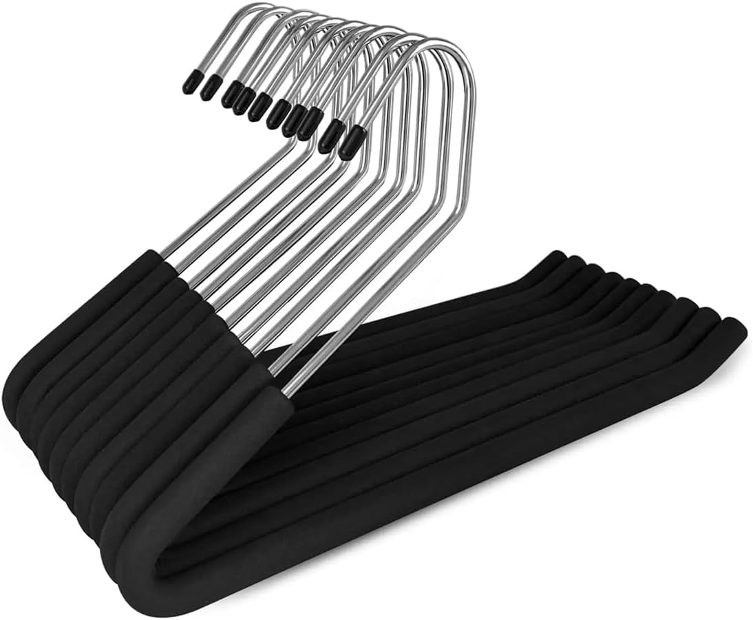 AIMALL 10-Pack Non-Slip Pants Hangers, 13 X 7.5 Inches, Multi-Functional Sponge-Arm Trouser Rack with Open Design for Closet Organisation image number 3