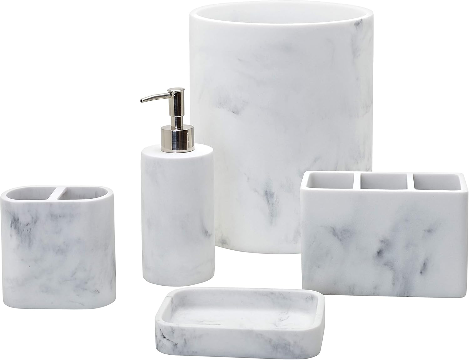 Zenna Home Corin Vanity Organizer: Countertop Storage for Bathroom Counter Organization, Toothbrush Holder, Makeup and More, Sturdy Resin, Marble Grey image number 2