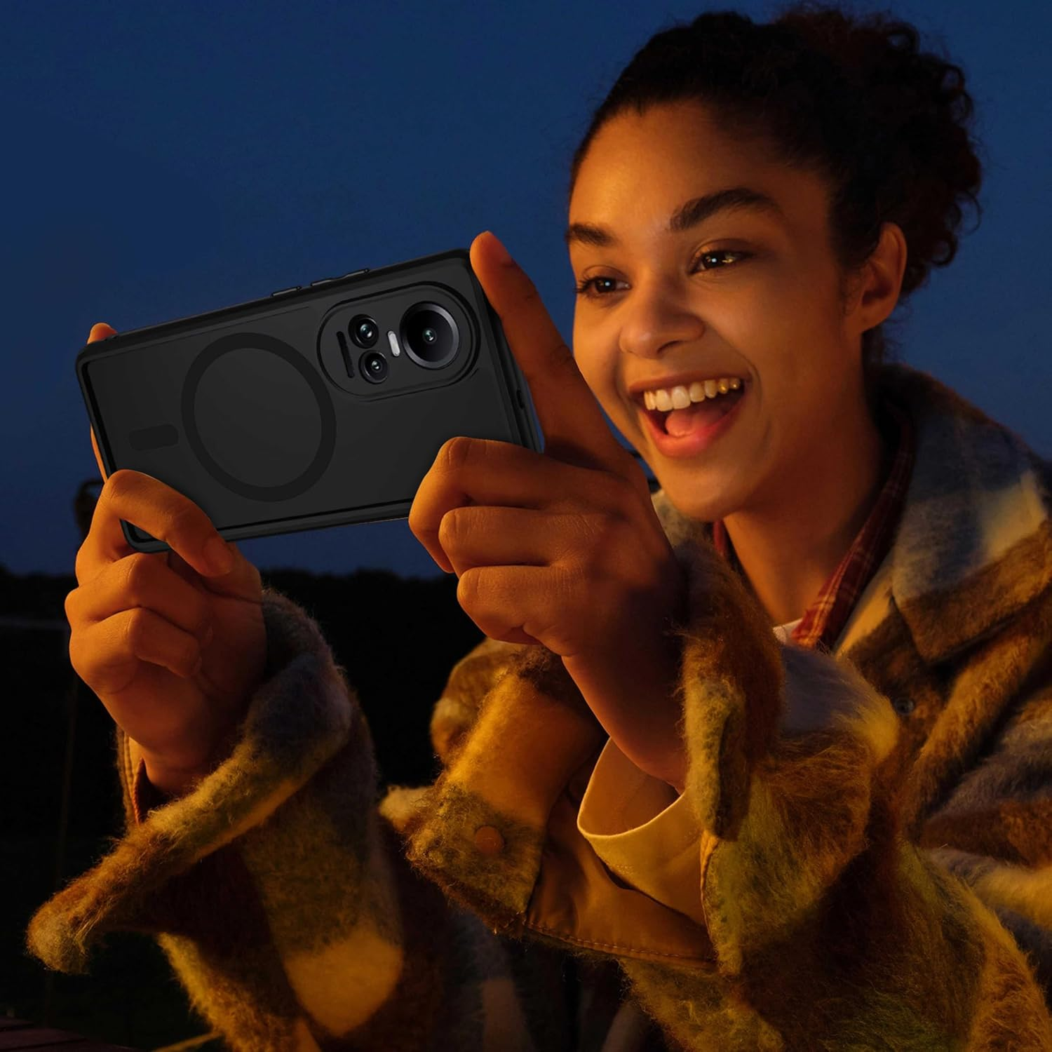 XTCASE for Oppo Reno 10 / Reno 10 Pro 5G Case Magnetic Compatible with Magsafe, Matt Translucent Mobile Phone Case for Oppo Reno 10 / Reno 10 Pro 5G Scratch-Resistant PC Back + TPU Bumper - Black image number 4