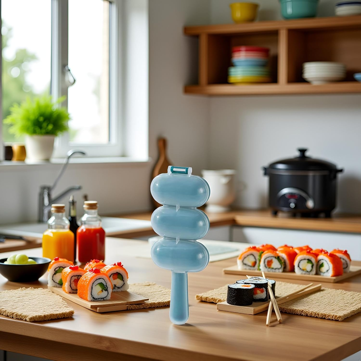 2Pcs Blue Rice Ball Maker Kit - 3-In-1 Sushi Mold and Shaping Tool, DIY Japanese Cooking Gadget for Bento Onigiri, Creative Kitchen Accessories for Adults/Kids image number 3