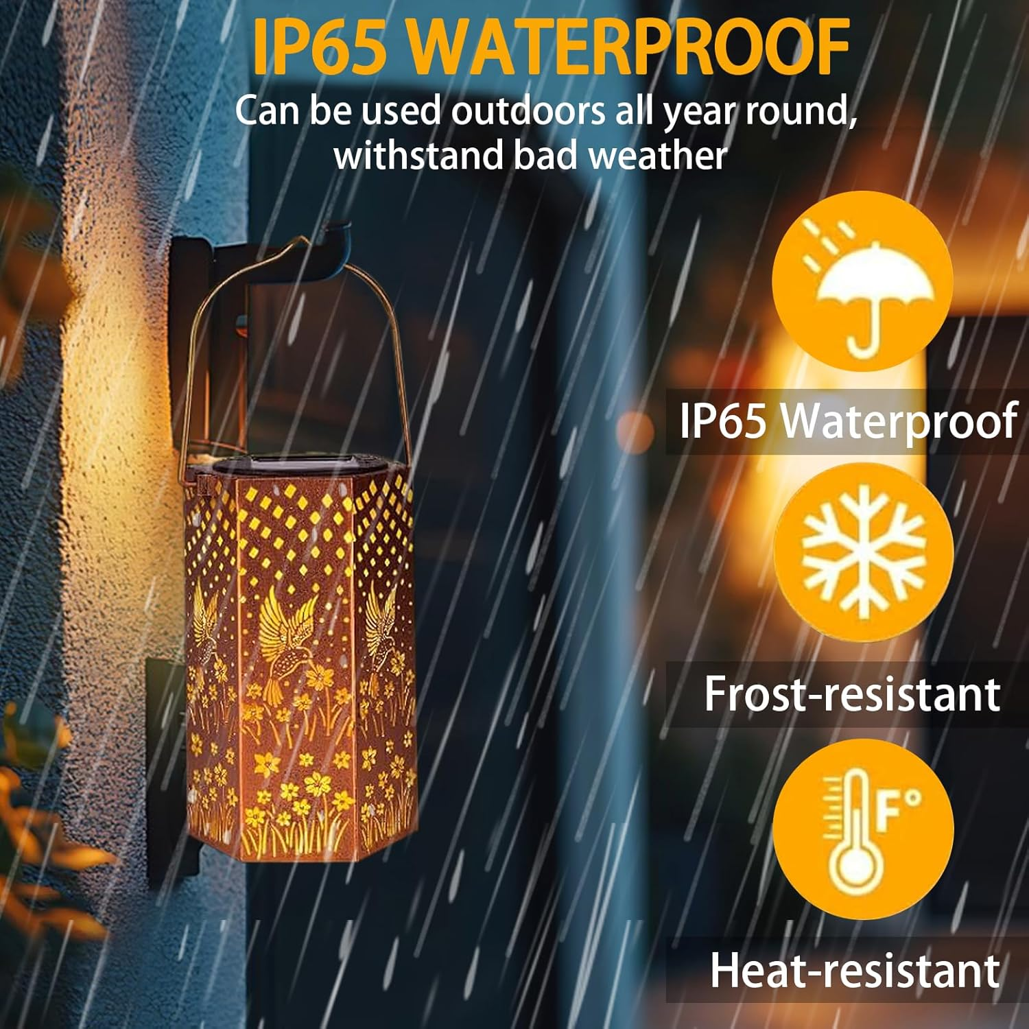 Solar Lights for Outdoor Hanging - 1 Piece Solar Lights for Outdoor Garden - IP65 Waterproof Solar Lantern for Outdoors, Metal Solar Garden Lights for Outdoor Garden Decoration Outdoor Balcony Patio image number 4