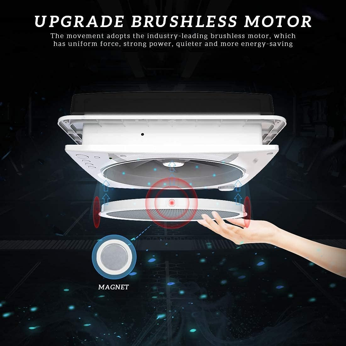 Vent RV Roof Vent with Rain Sensor, Automatic Level Permanent RV Air Ventilation Fan Speeds 12 Volt Remote Deluxe RV Vent Fan, with Dome Smoke RV Vent Cover Lid (14" X 14") image number 5