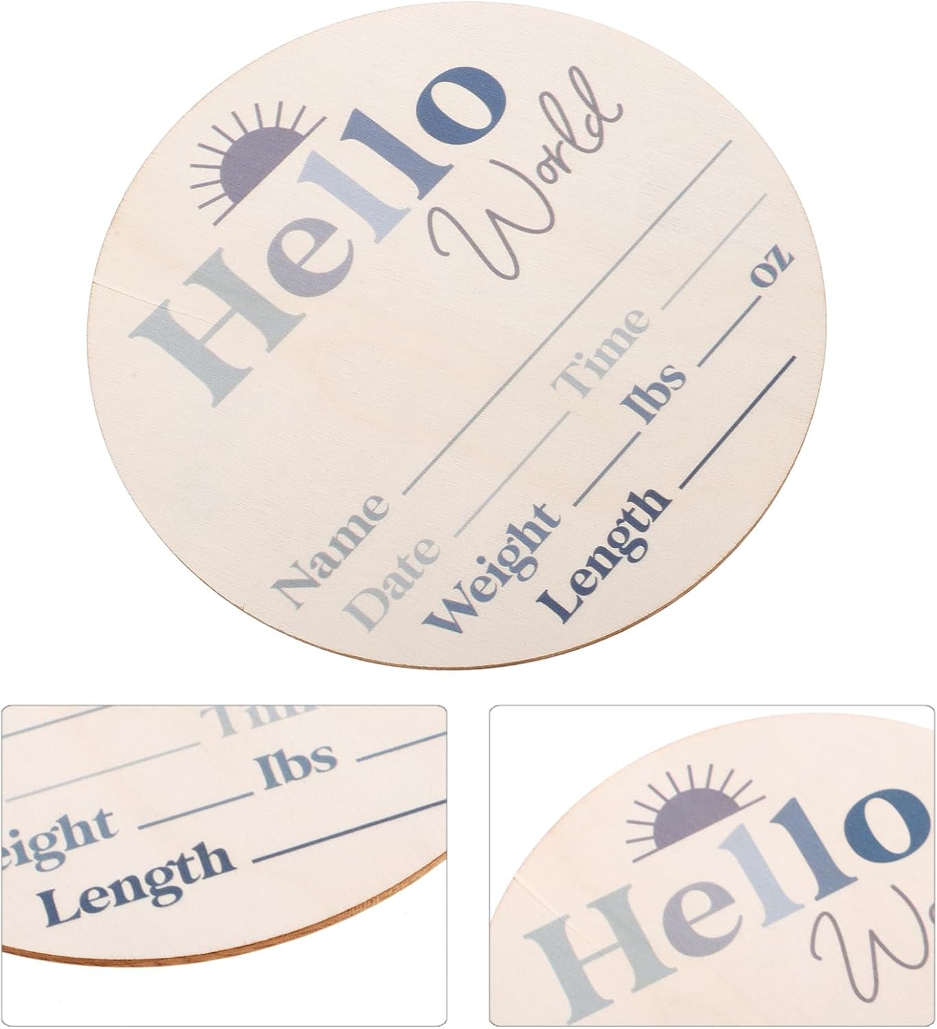 VICASKY Wood Monthly Milestone Disc Growth Commemorative Card Newborn Welcome Sign Photo Cards for Birth Announcement Record image number 6