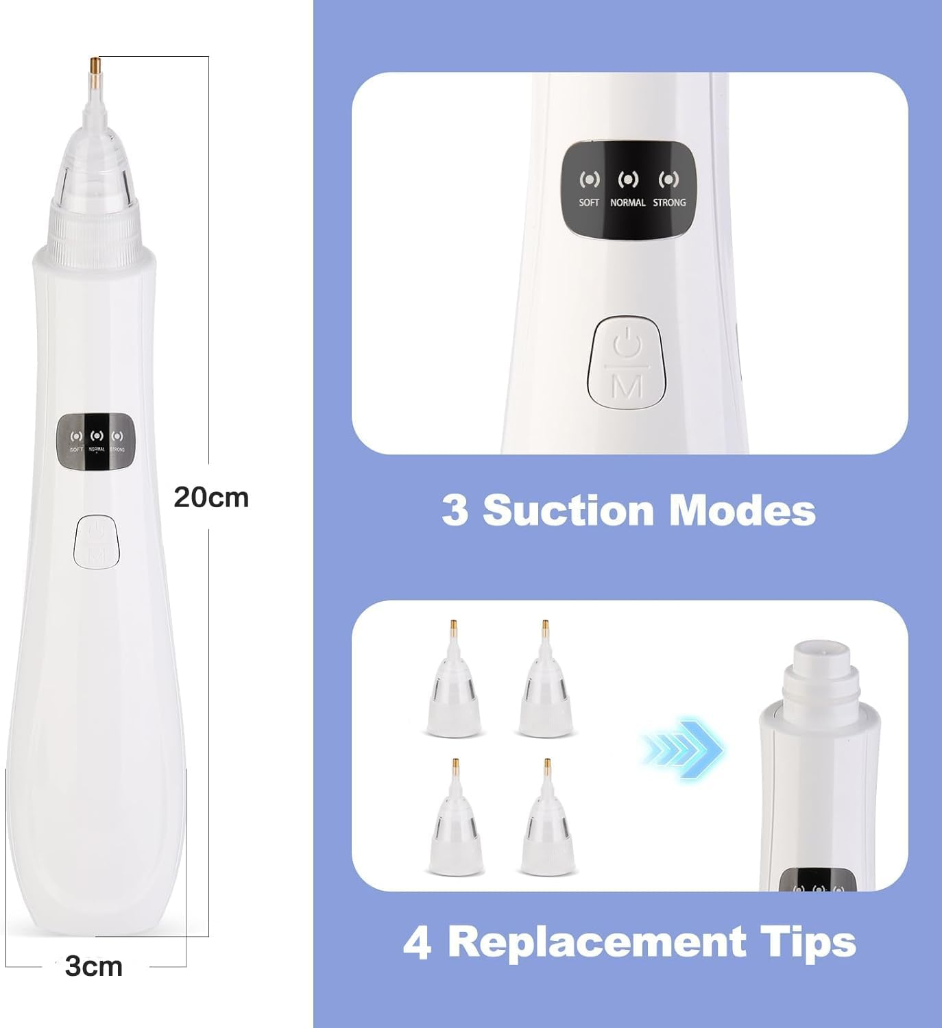 Electric Diamond Painting Pen with Vacuum Technology with 4 Replaceable Tips Rechargeable Art Painting Pen Perfect for 3D Drills, Portable and Durability, Diamond Art Lovers (White) image number 4