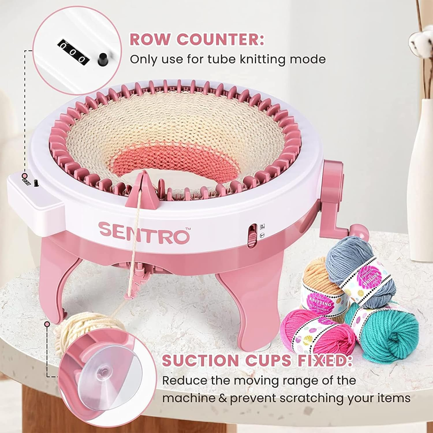 KELIOO Knitting Machine, 48 Needles Knitting Machine, Smart Weaving Loom round Knitting Machines with Row Counter for Adults or Kids,Diy Knit Loom Machine Kit for Hat, Scarves, Gloves, Socks