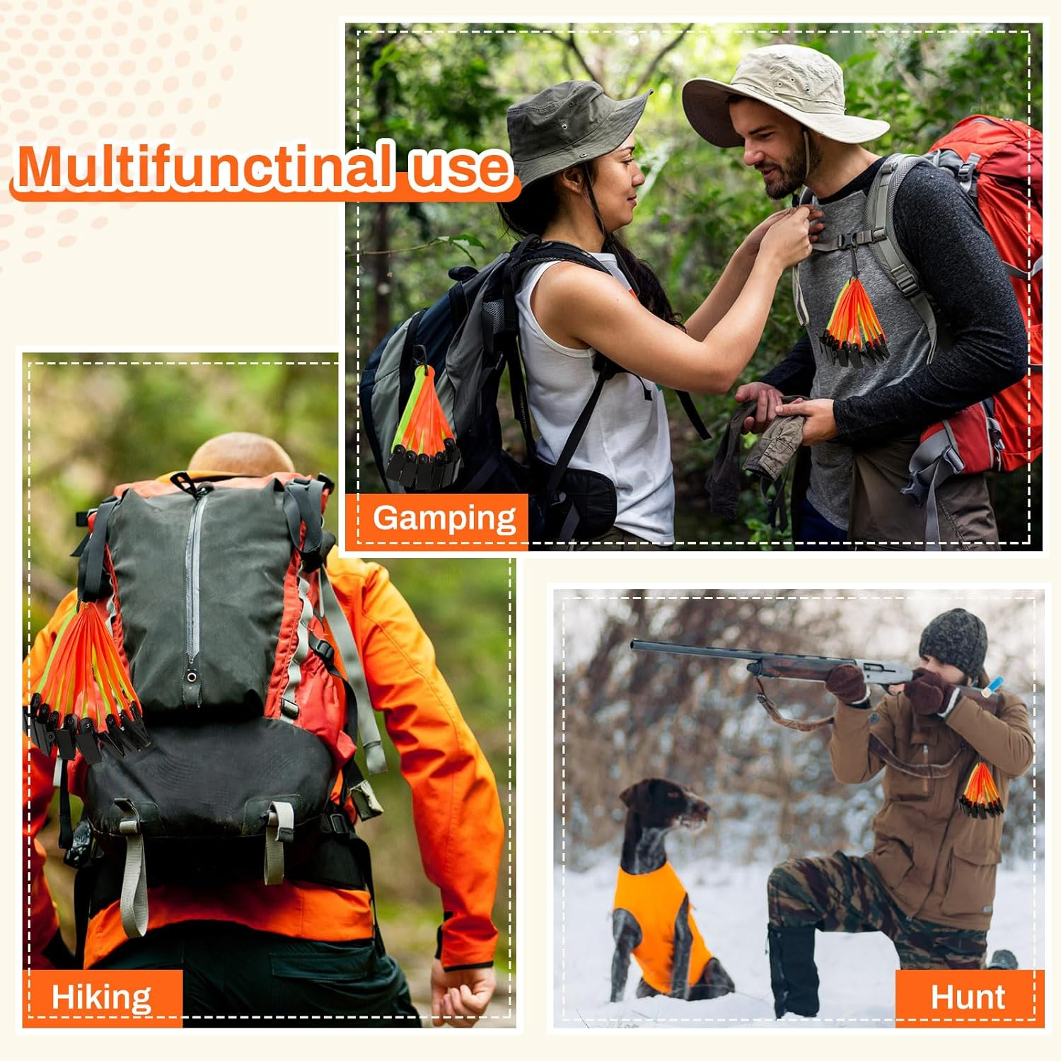 High Visibility Trail Markers for Tree Reflective Trail Markers Trail Markers with Clips Hunting Reflector Trail Markers for Tree Stand Hunting Outdoor Hiking Hunting Camping image number 1