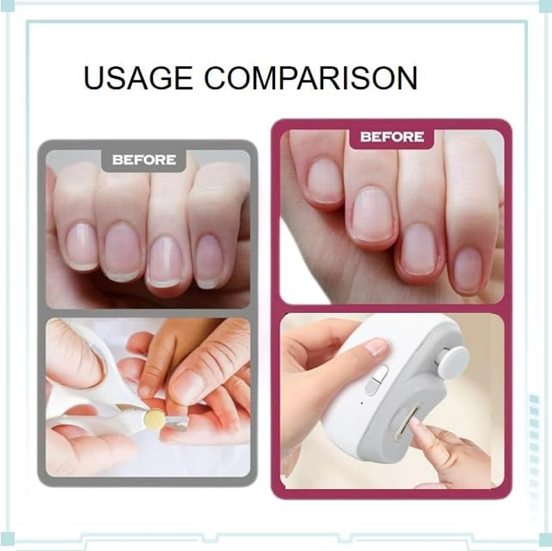 Electric Automatic Nail Clipper with Light & 2 Speeds,Fingernail Cutter and File 2 in 1 Design, USB Rechargeable Safety Fingernail Trimmer for Baby, Kids, Seniors and Adult (White) image number 5