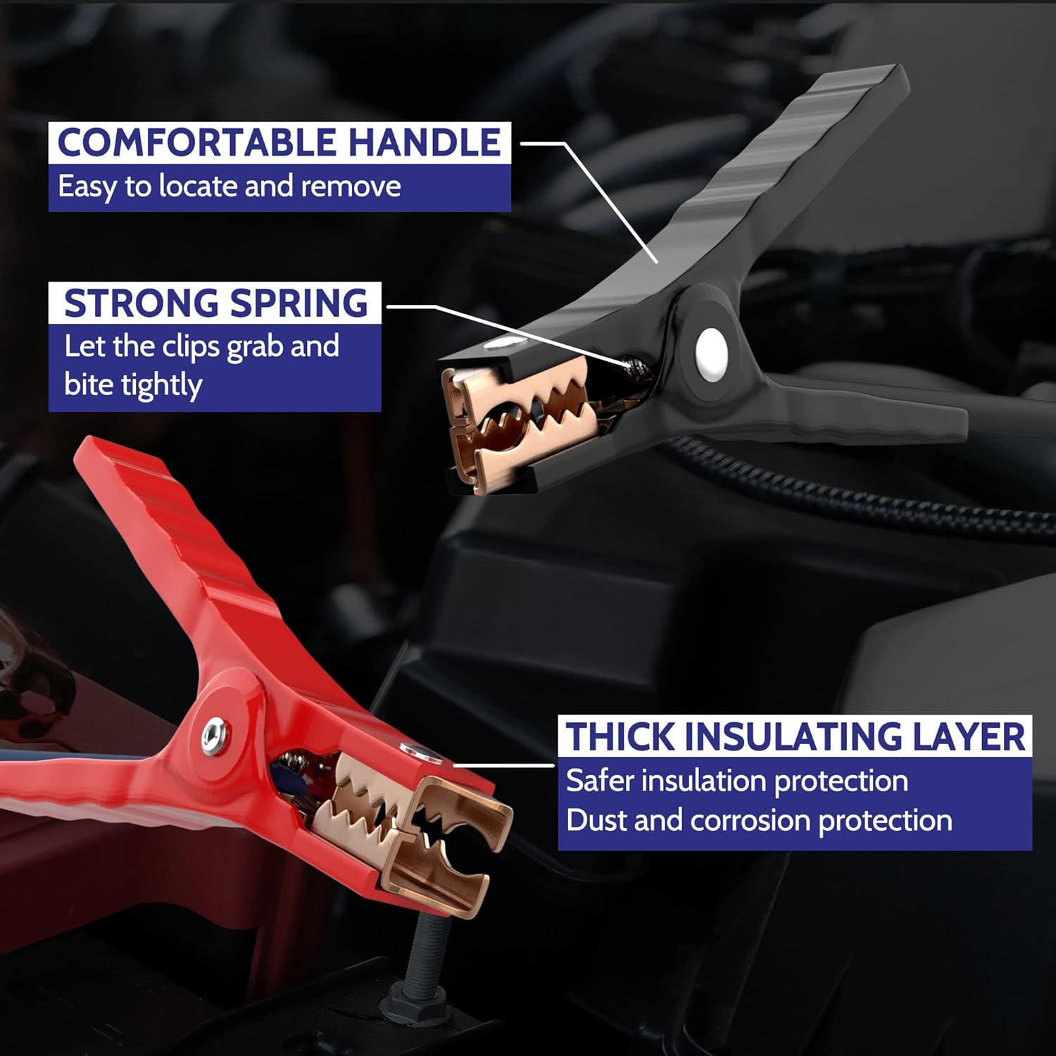 EXTRESPO Heavy Duty Jumper Cables - 4 Gauge 20 Feet 600Amp Automotive Booster Cables for Car Battery, for Car, SUV and Trucks, Jumper Cables Kit with Carry Bag, Gloves, Brushes (4Gauge &times; 20Ft) image number 2