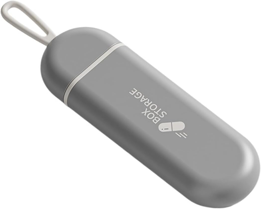 Daily Pill Box Organiser, Small Portable Pill Case for Travel Pocket Purse, Waterproof Pill Container Organizer 3 Compartments, Mini Storage Box for Small Accessories (Grey)